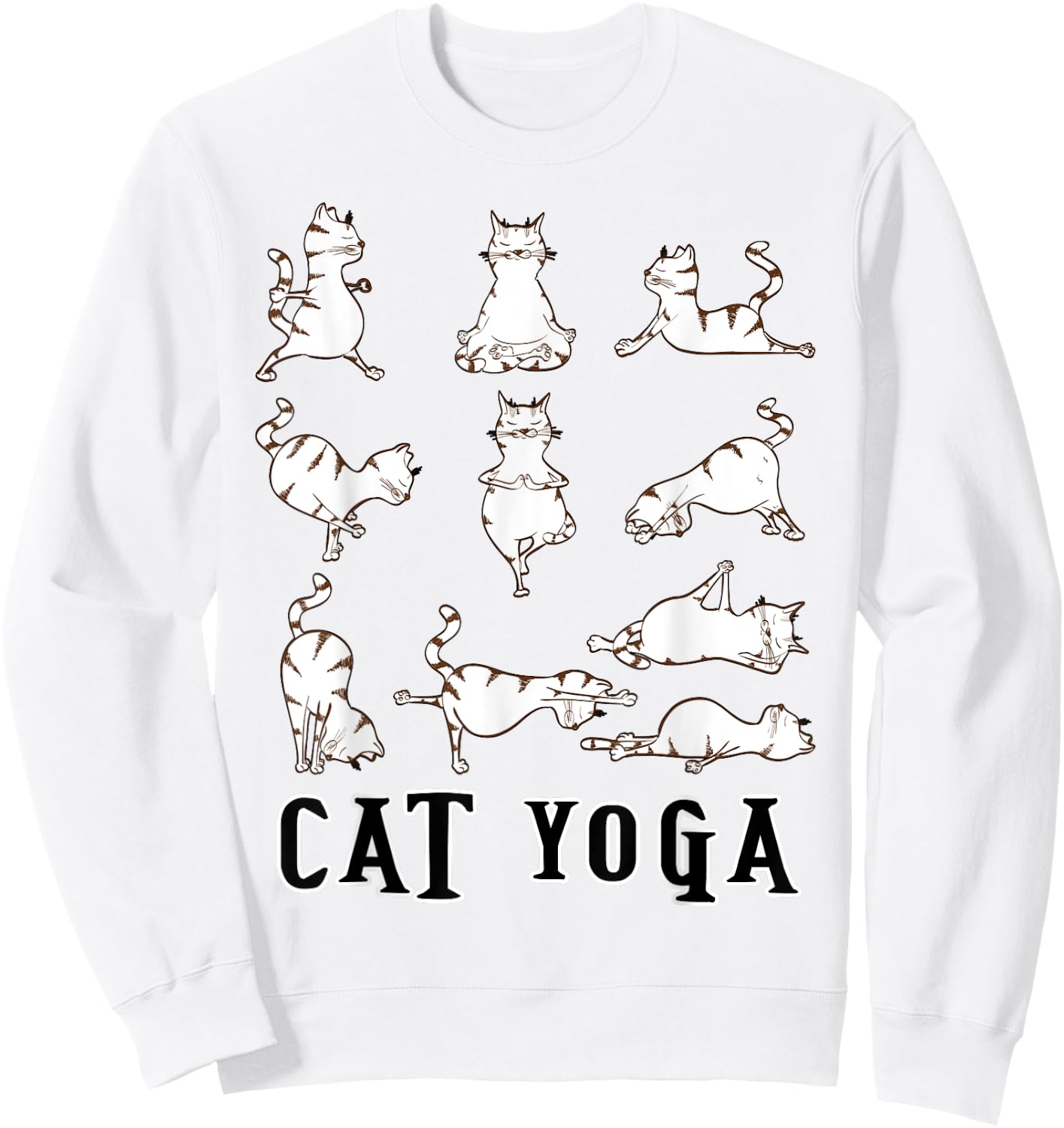 Fun Cat Yoga Gift T Shirt, Cute Family Gift, Lt Sweatshirt - Sweatshirt | White