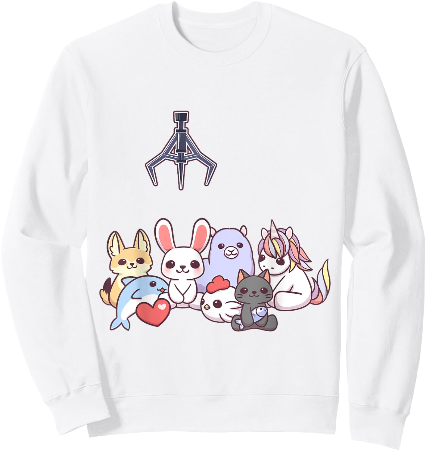 Claw Crane Machine Game Stuff Animal Unicorn Rabbit Sweatshirt - Sweatshirt | White