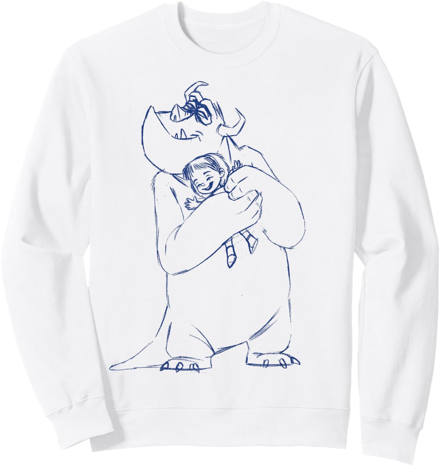 Disney Pixar Monsters, Inc. Mike & Boo Hug Fine Art Sketch Sweatshirt - Sweatshirt | White