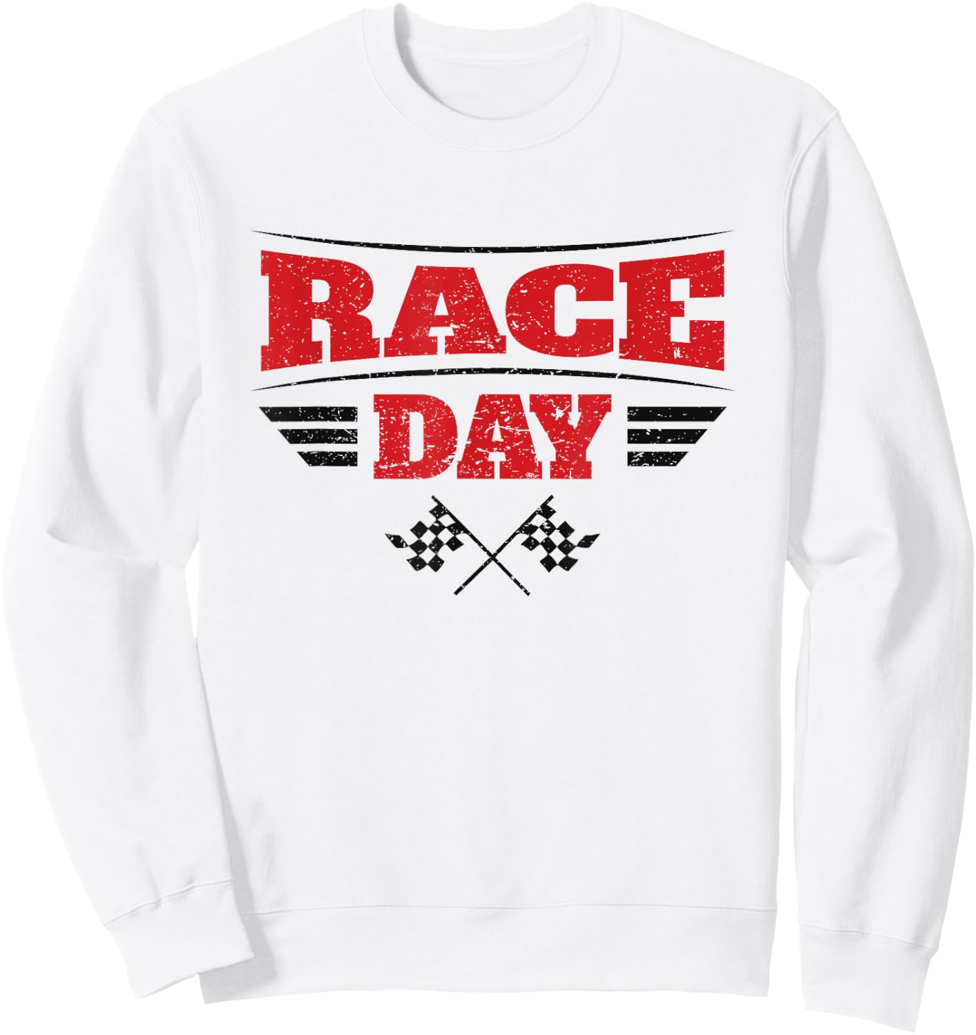 Race Day Car Racing Checkered Flag Small Sweatshirt - Sweatshirt | White