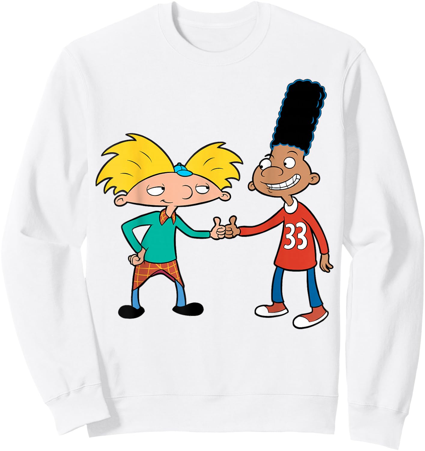 Nickelodeon Hey Arnold Gerald and Arnold Thumbs Up Sweatshirt - Sweatshirt | White
