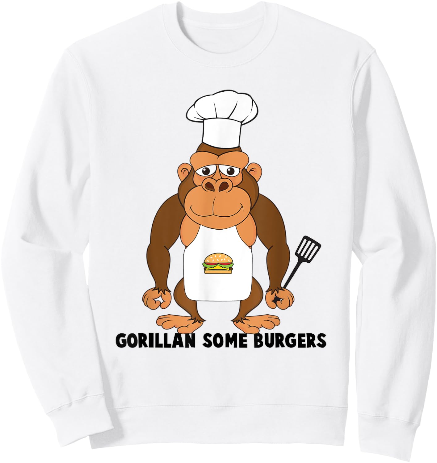 Dad BBQ Grill Gorilla Chef Hamburgers Cooking Gifts Sweatshirt - Sweatshirt | White