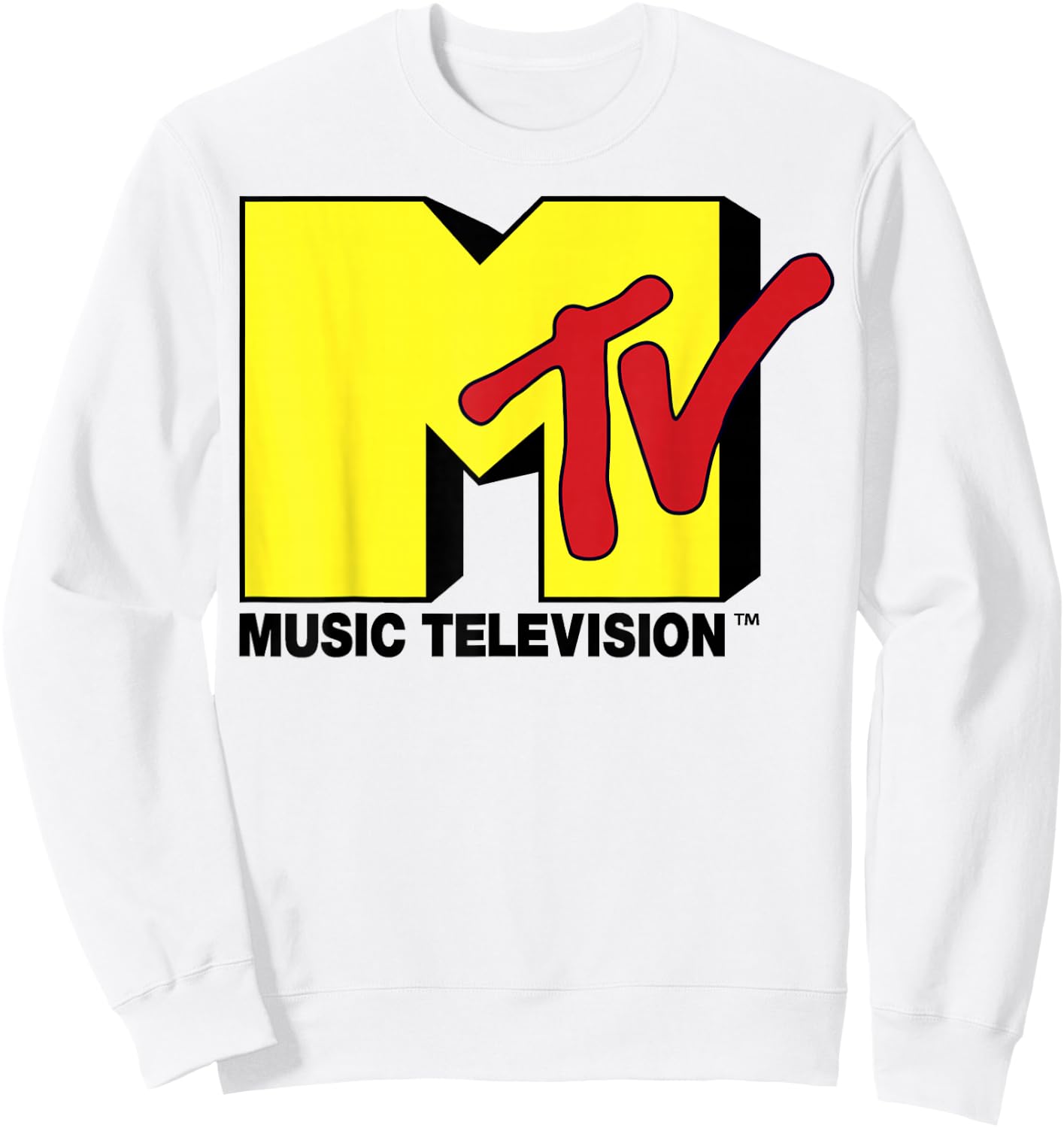 MTV Bright Yellow M & Red TV Logo Graphic Sweatshirt - Sweatshirt | White