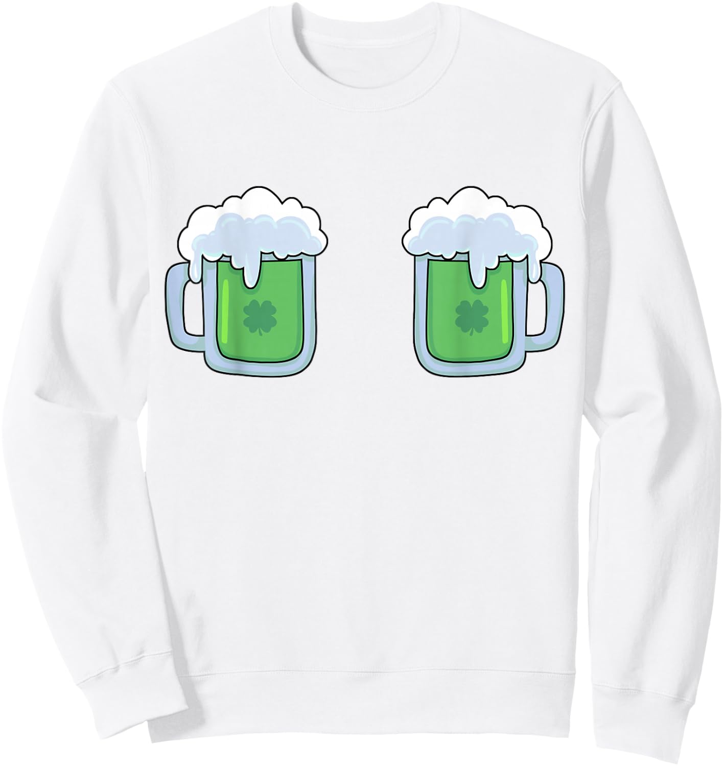Funny St Patricks Day Drinking Irish Shamrock Green Beer Mug Sweatshirt - Sweatshirt | White