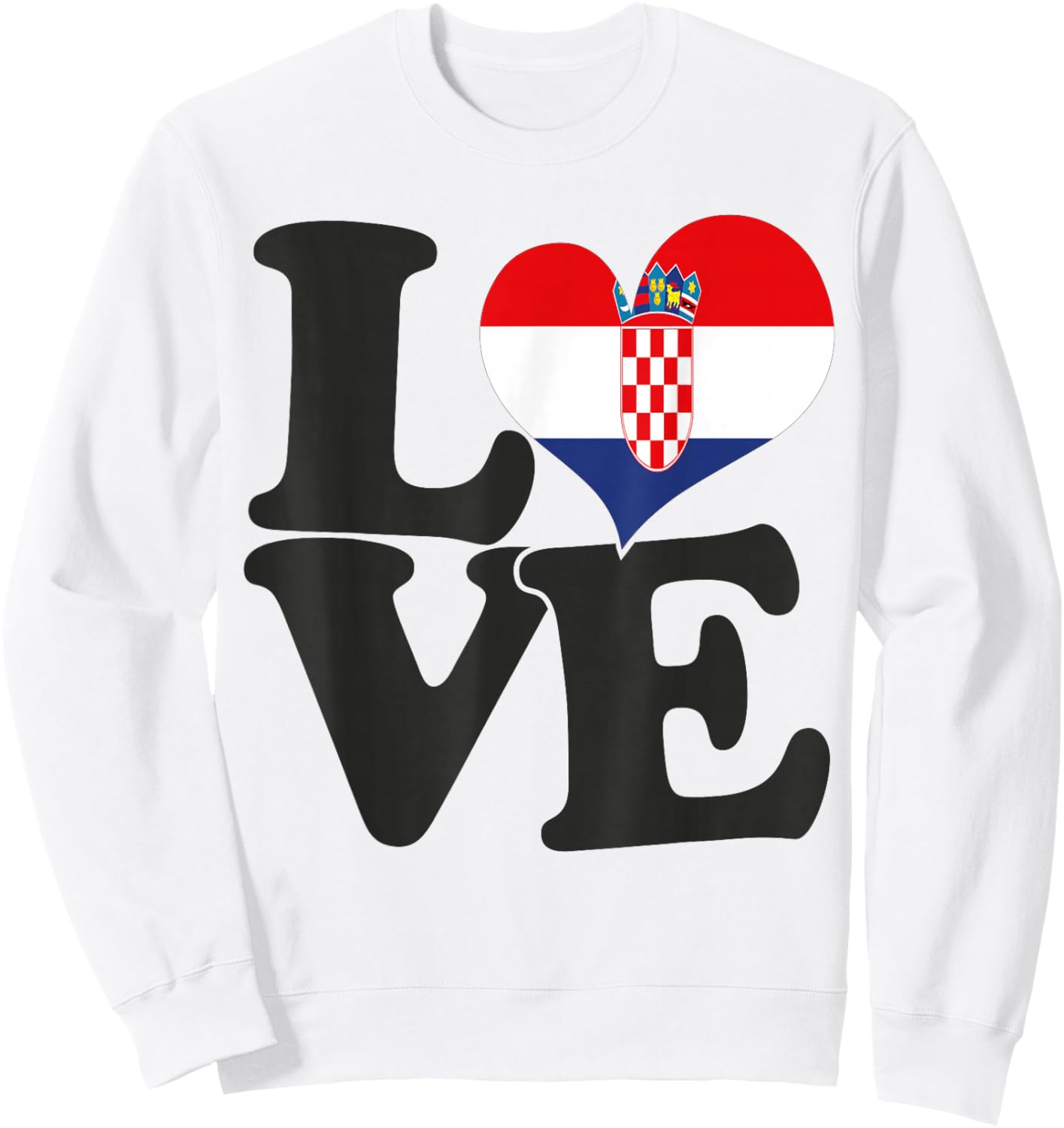 I Love Croatia Flag Heart Patriotic Travel Sweatshirt - Sweatshirt | White