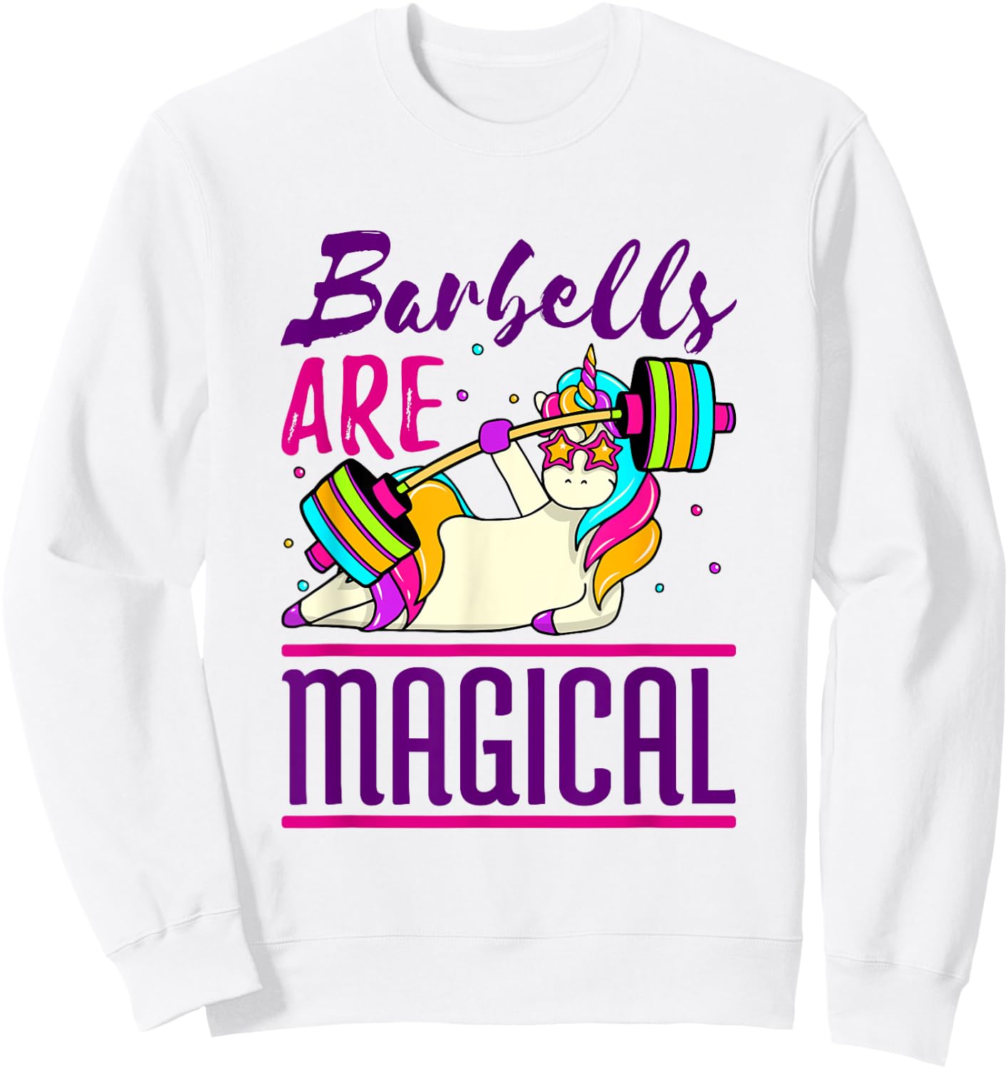 Unicorn Workout Weightlifting Barbells Fitness Gym Sweatshirt - Sweatshirt | White