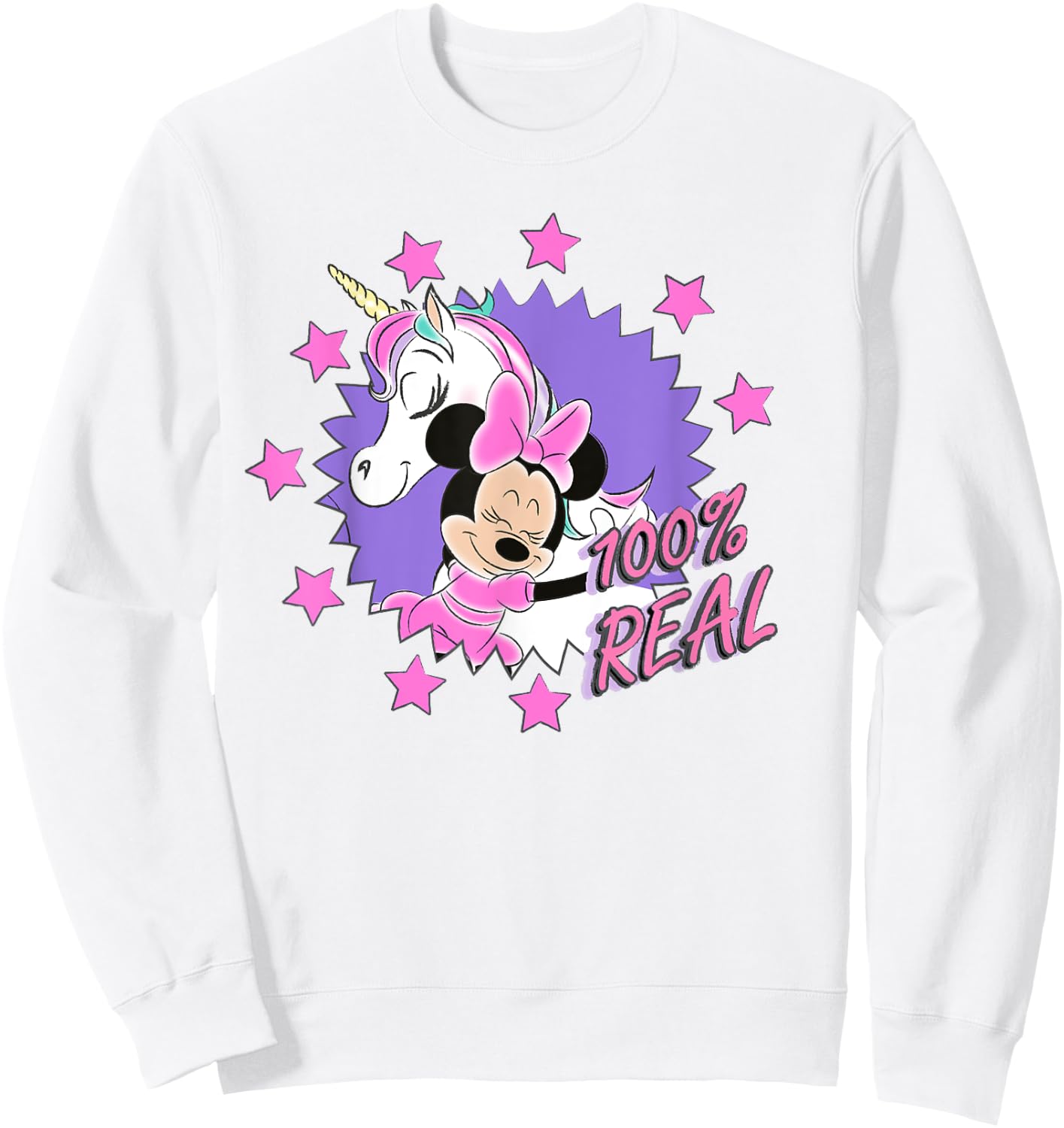 Disney Minnie Mouse Unicorn 100% Real Sweatshirt - Sweatshirt | White