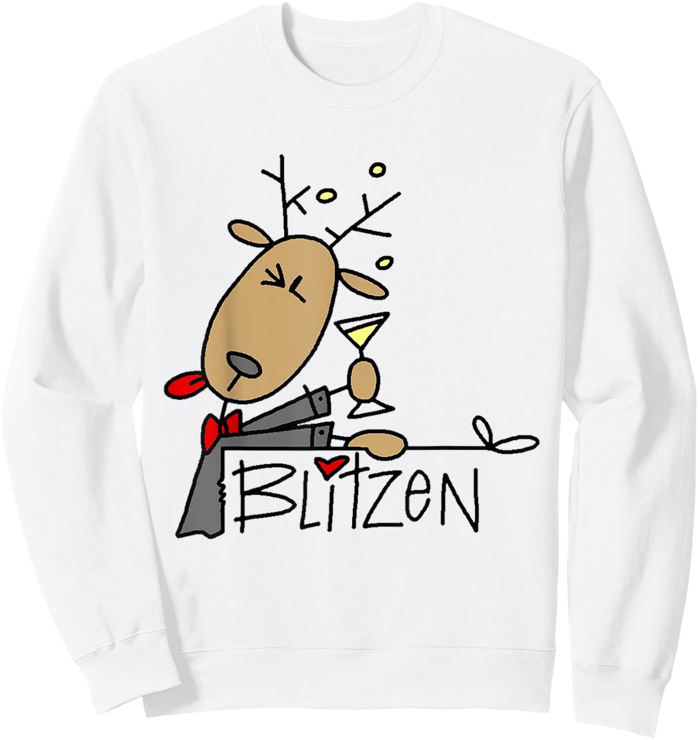 Blitzen Christmas Funny Reindeer Sweatshirt - Sweatshirt | White