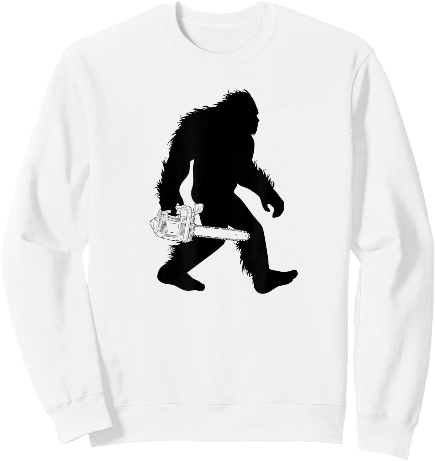 Bigfoot Carrying Chainsaw , Lumberjack Sasquatch Sweatshirt - Sweatshirt | White