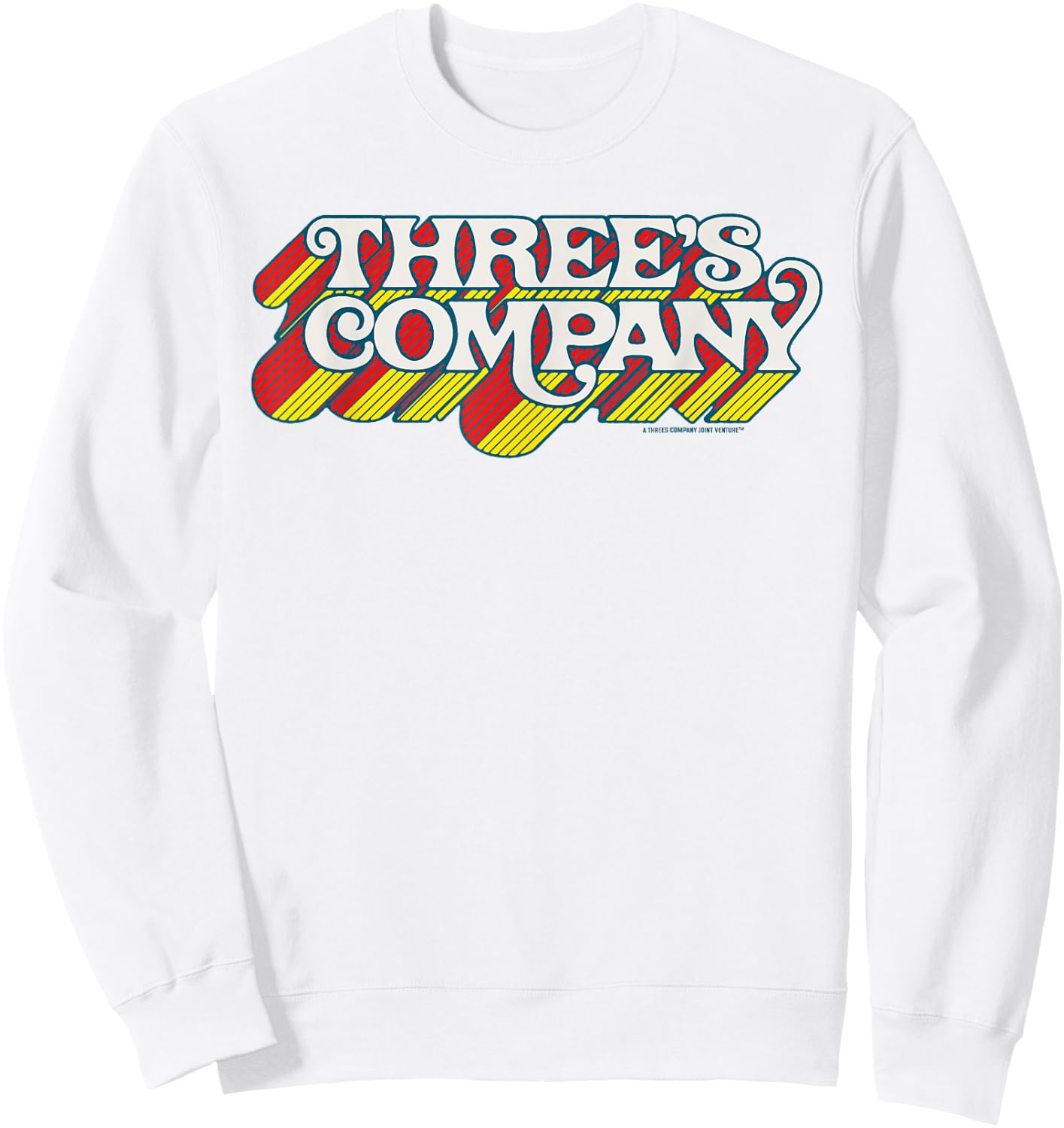 Three's Company Flying Logo Officially Licensed Retro Sweatshirt - Sweatshirt | White
