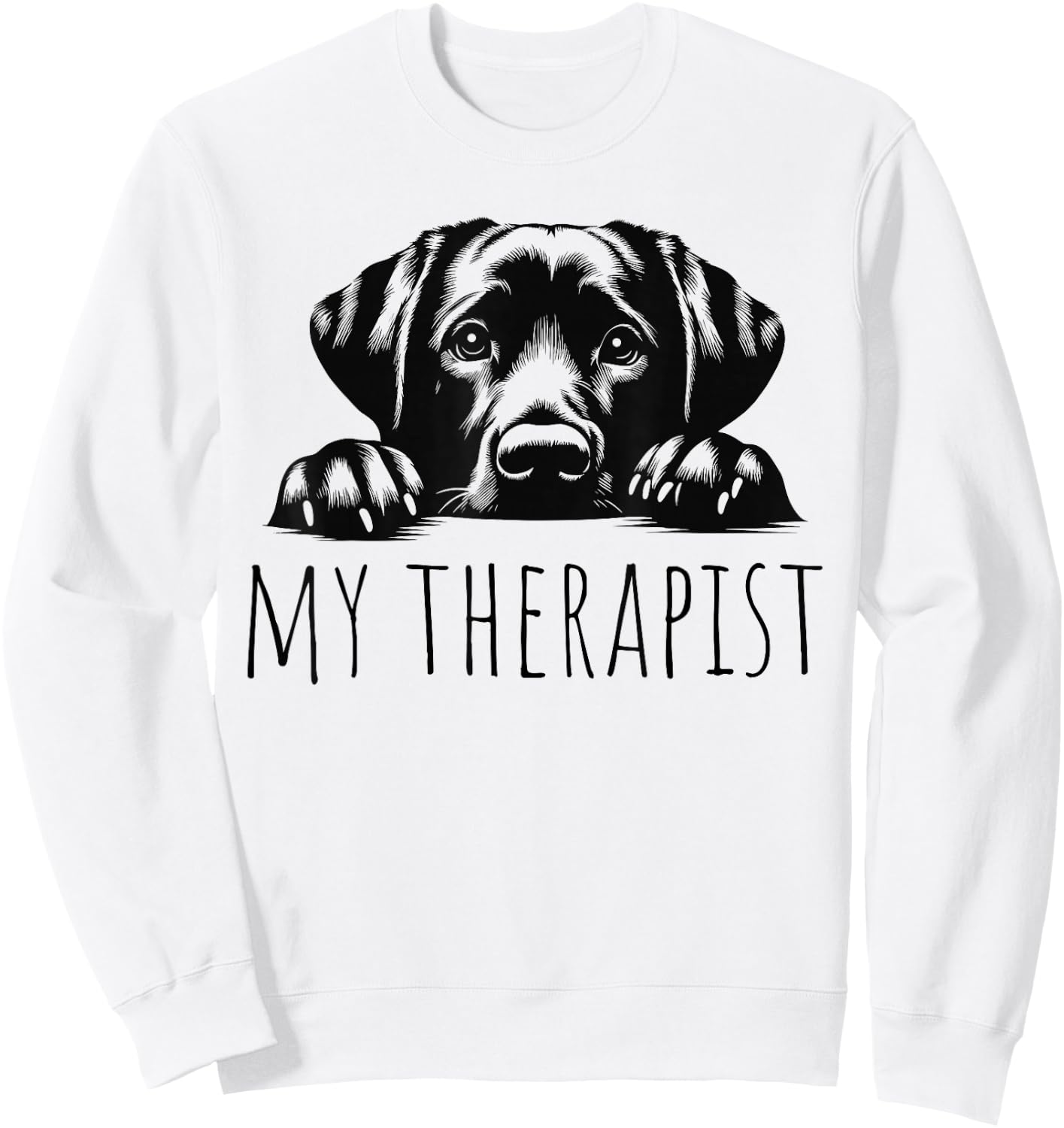 LABLOVE -Adult Dog Lovers All Ages Grey Cartoon Modern Classic Fit Round Collar Short Sleeve Sweatshirt - Sweatshirt | White