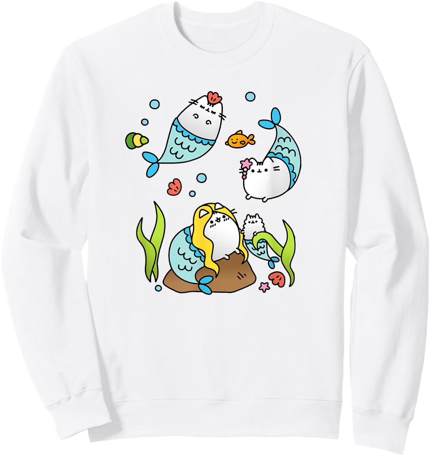Mermaid Cat Family Cute Purrmaids Men Women Kids Sweatshirt - Sweatshirt | White