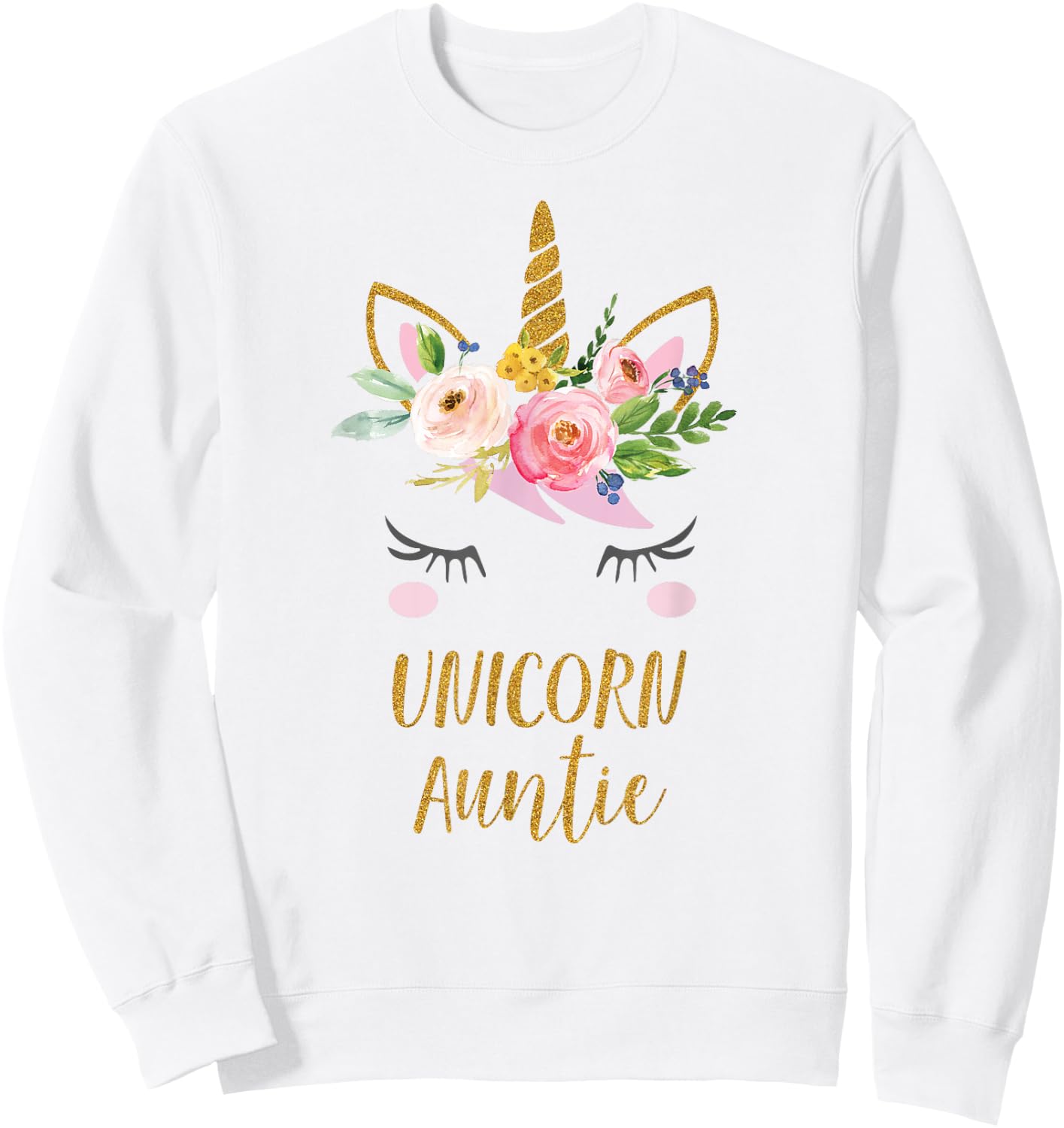 Unicorn Auntie Shirt, Floral Bouquet Sweatshirt - Sweatshirt | White