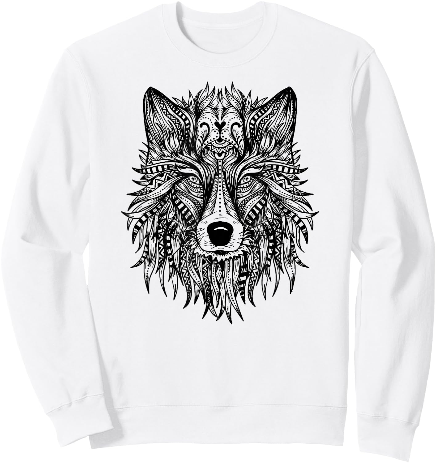 Mandala Wolf Tattoo Art Wolves Lover Shirt Girls Women Sweatshirt - Sweatshirt | White