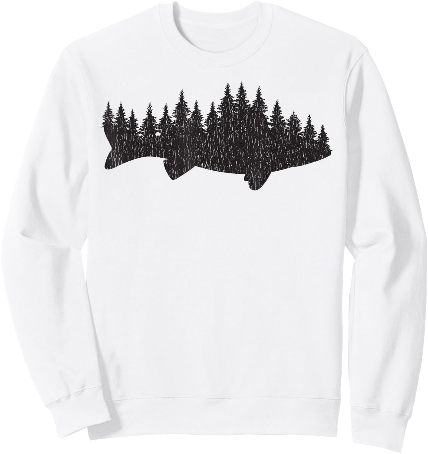 Walleye Fishing Sauger Fisherman Pine Forest Sweatshirt - Sweatshirt | White