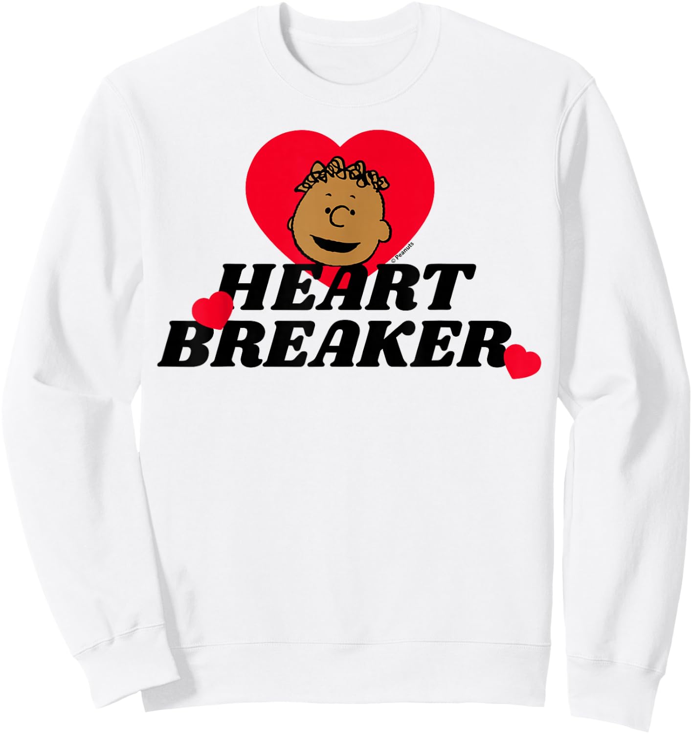 Peanuts Franklin Heartbreaker Adult Blue Small Short Sleeve Sweatshirt - Sweatshirt | White
