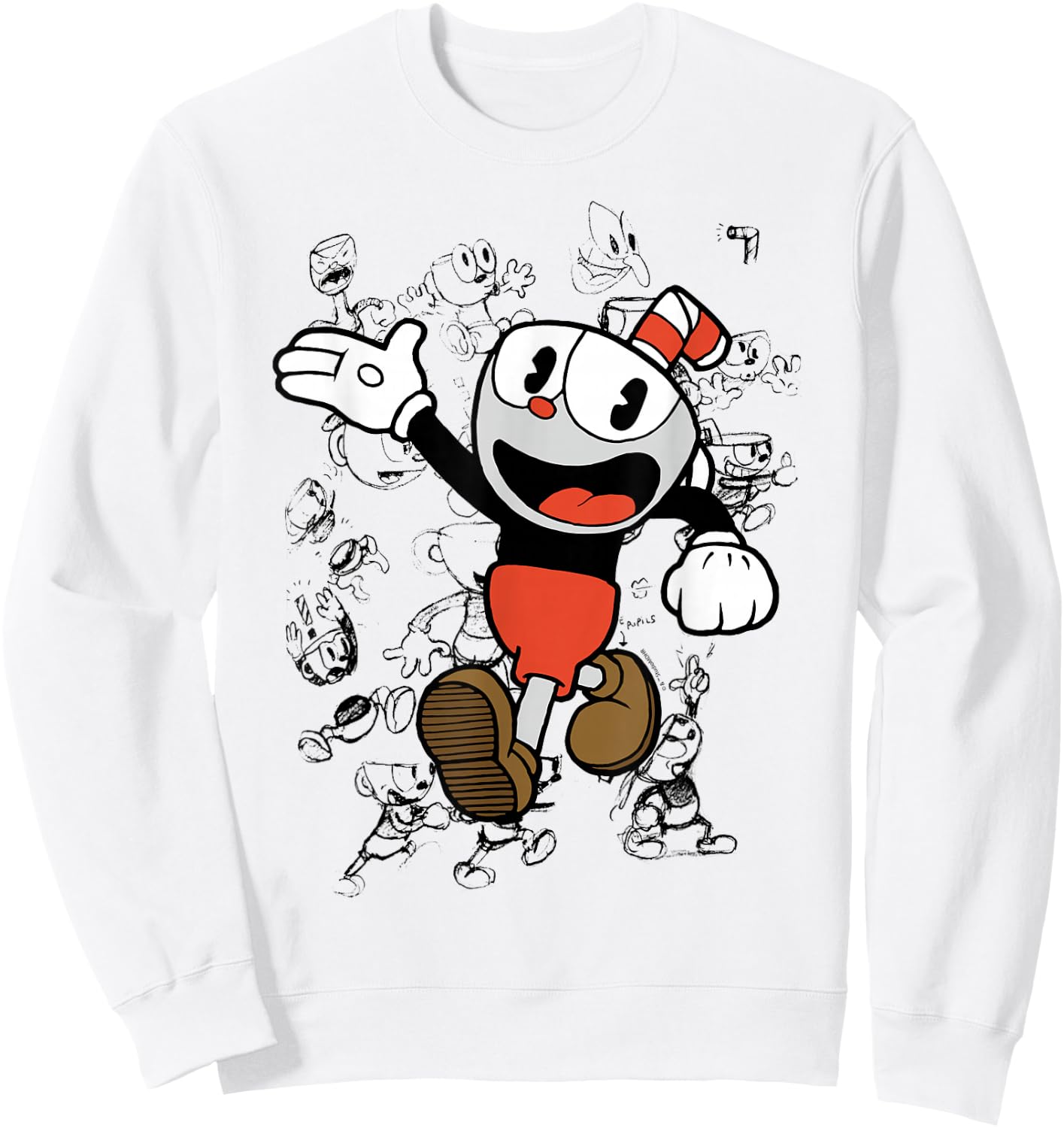 Cuphead Character Sketches Sweatshirt - Sweatshirt | White
