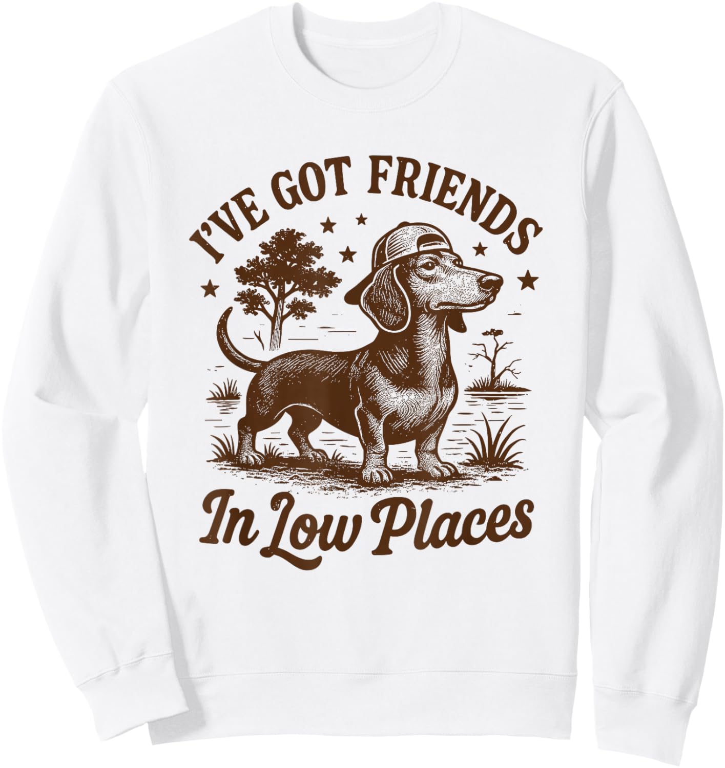 I've Got Friends In Low Places Dachshund Funny Doxie Lover Sweatshirt - Sweatshirt | White