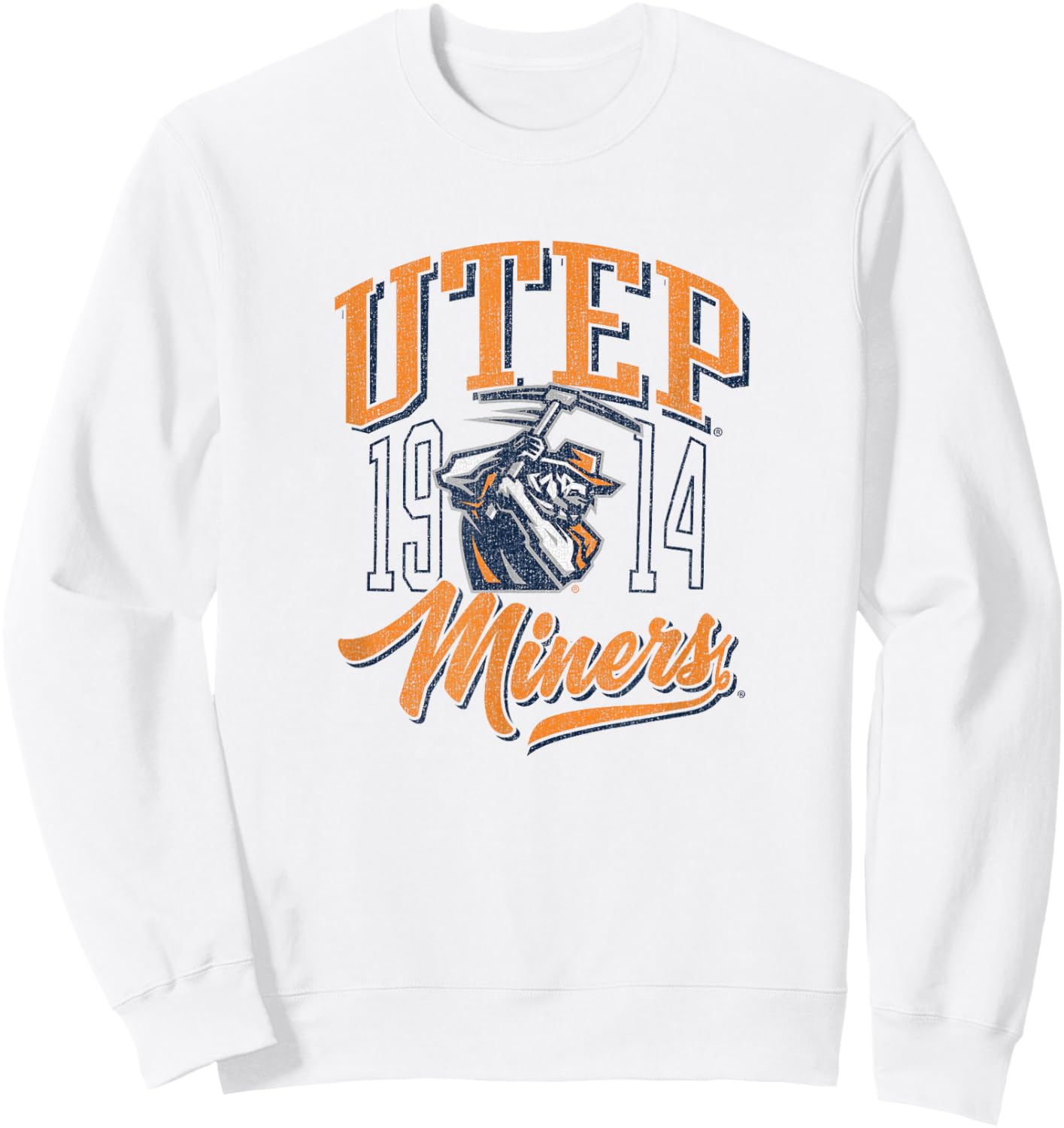 University of Texas El Paso UTEP Miners Vintage Script Sweatshirt - Sweatshirt | White