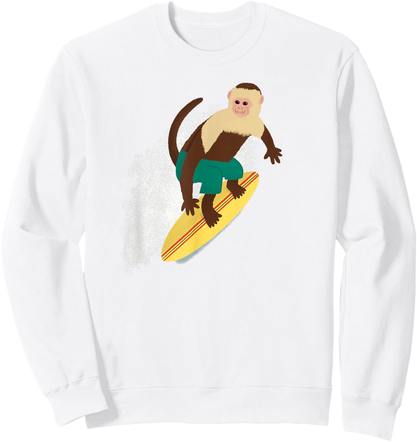 Cute Surfing Capuchin Monkey Sweatshirt - Sweatshirt | White
