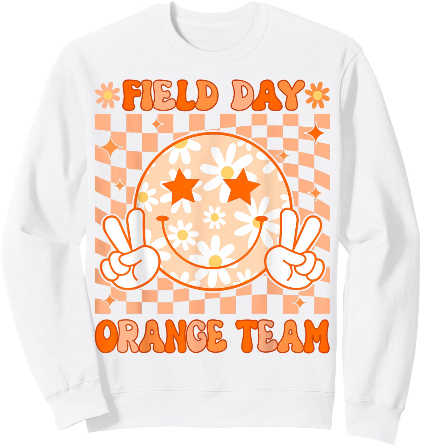 Field Day Orange Team Teacher Retro Groovy Field Day 2026 Sweatshirt - Sweatshirt | White