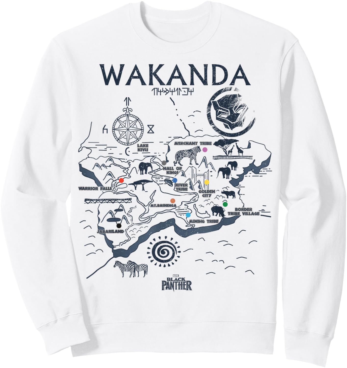 Marvel Black Panther Kingdom of Wakanda Map Graphic Sweatshirt - Sweatshirt | White