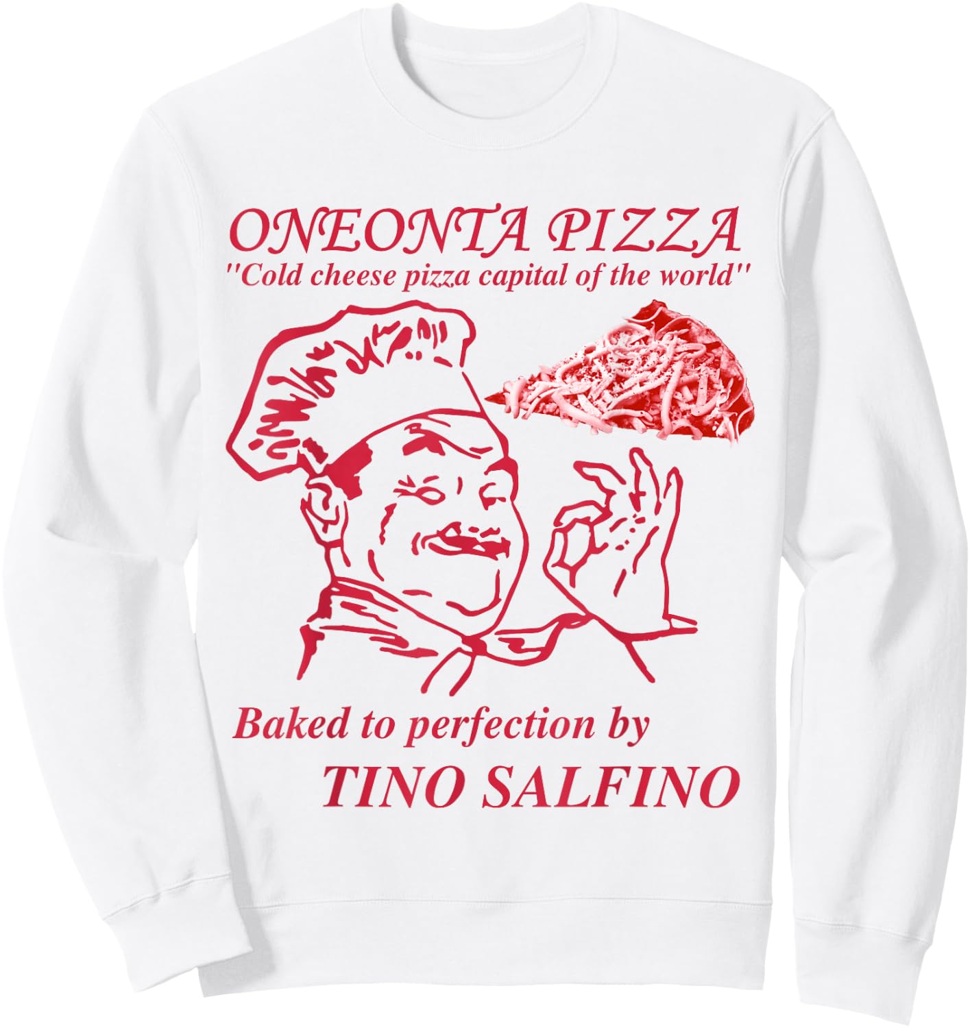 133 Apparel Oneonta NY Cold Cheese Pizza Sweatshirt - Sweatshirt | White
