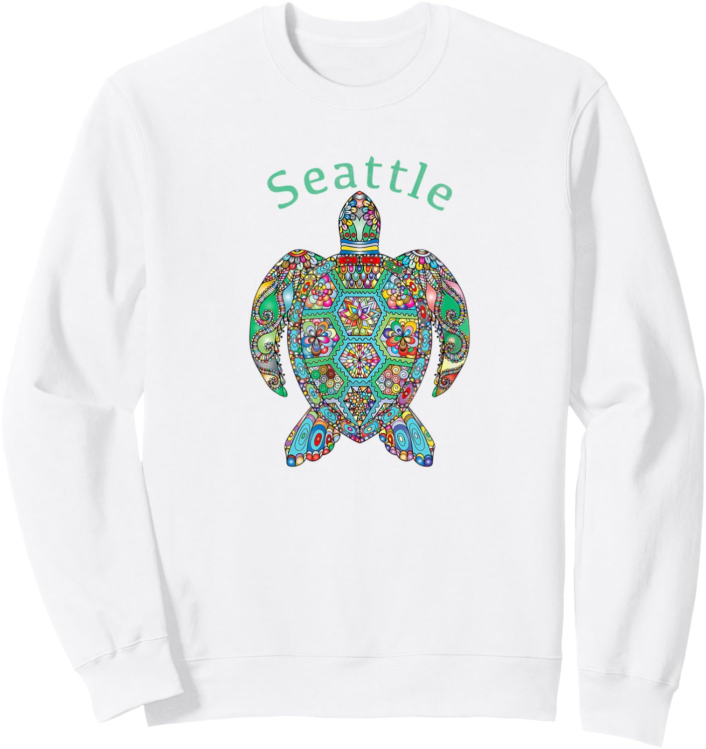 Seattle Tribal Turtle Gift Sweatshirt - Sweatshirt | White