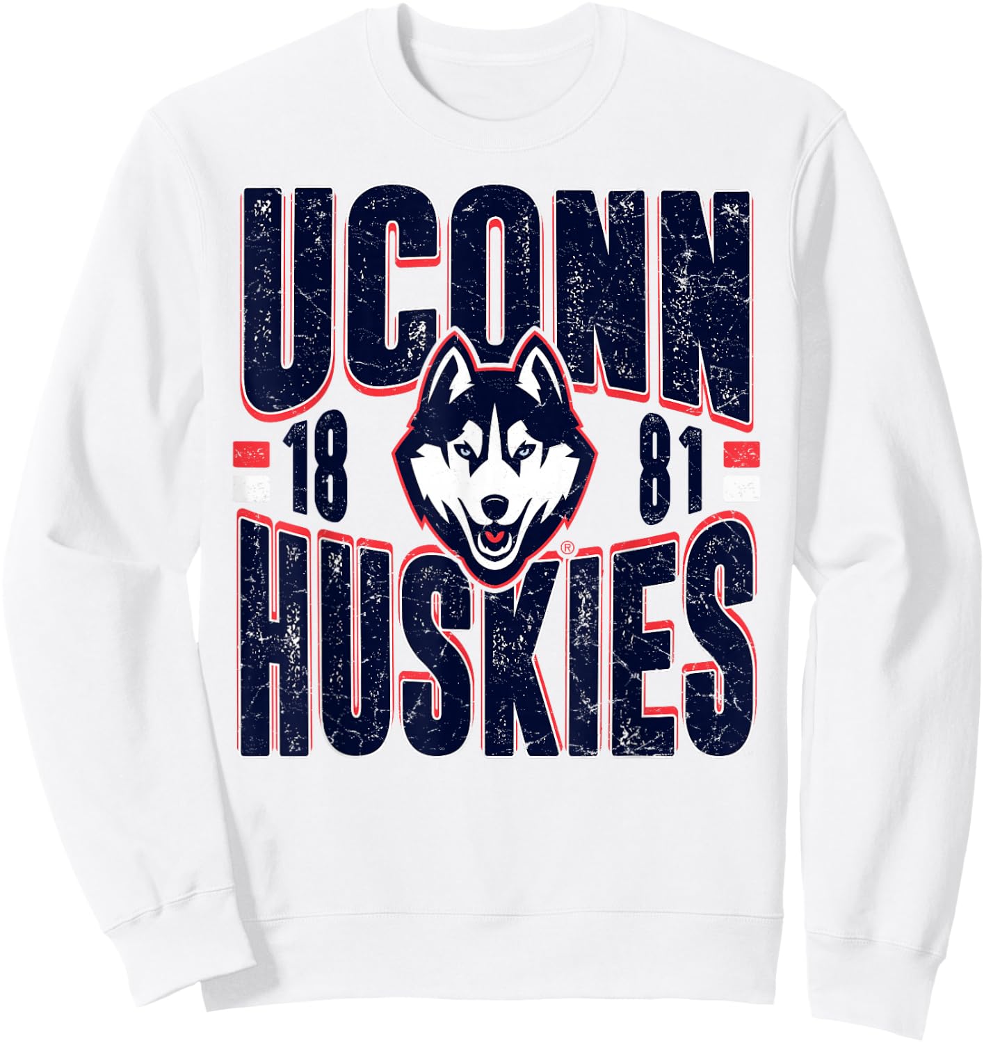 Connecticut Huskies Vintage 90's Retro Gray Sweatshirt - Sweatshirt | White