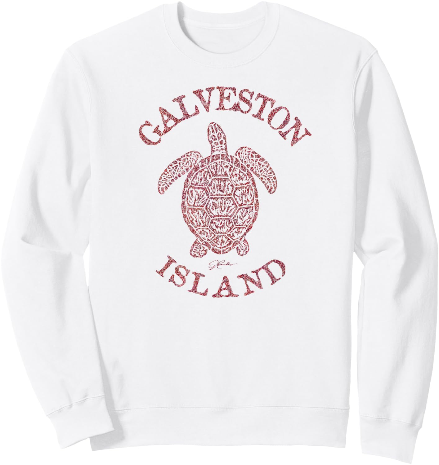 JCombs: Galveston Island, TX, Sea Turtle (Distressed) Sweatshirt - Sweatshirt | White