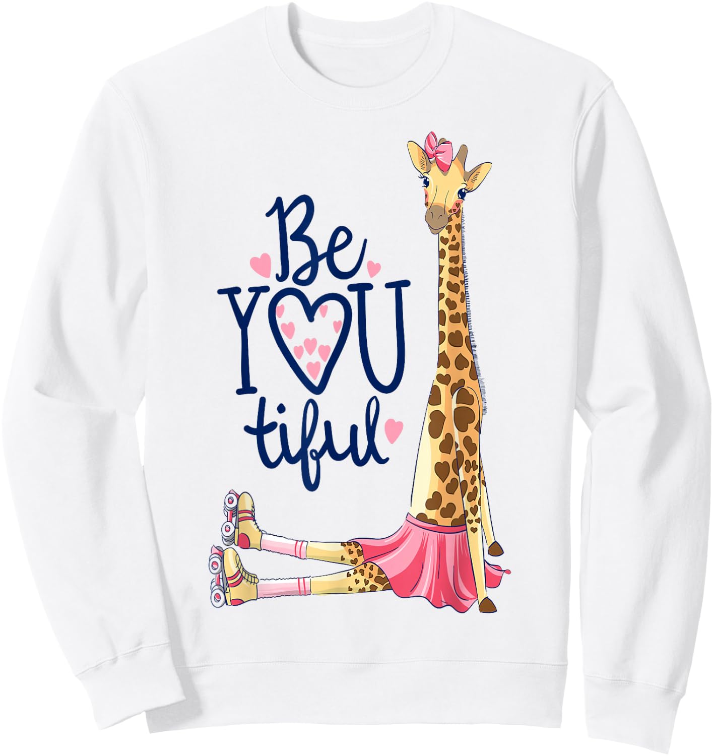 Roller Skate Giraffe t shirt; Roller Skate Derby t shirt Sweatshirt - Sweatshirt | White