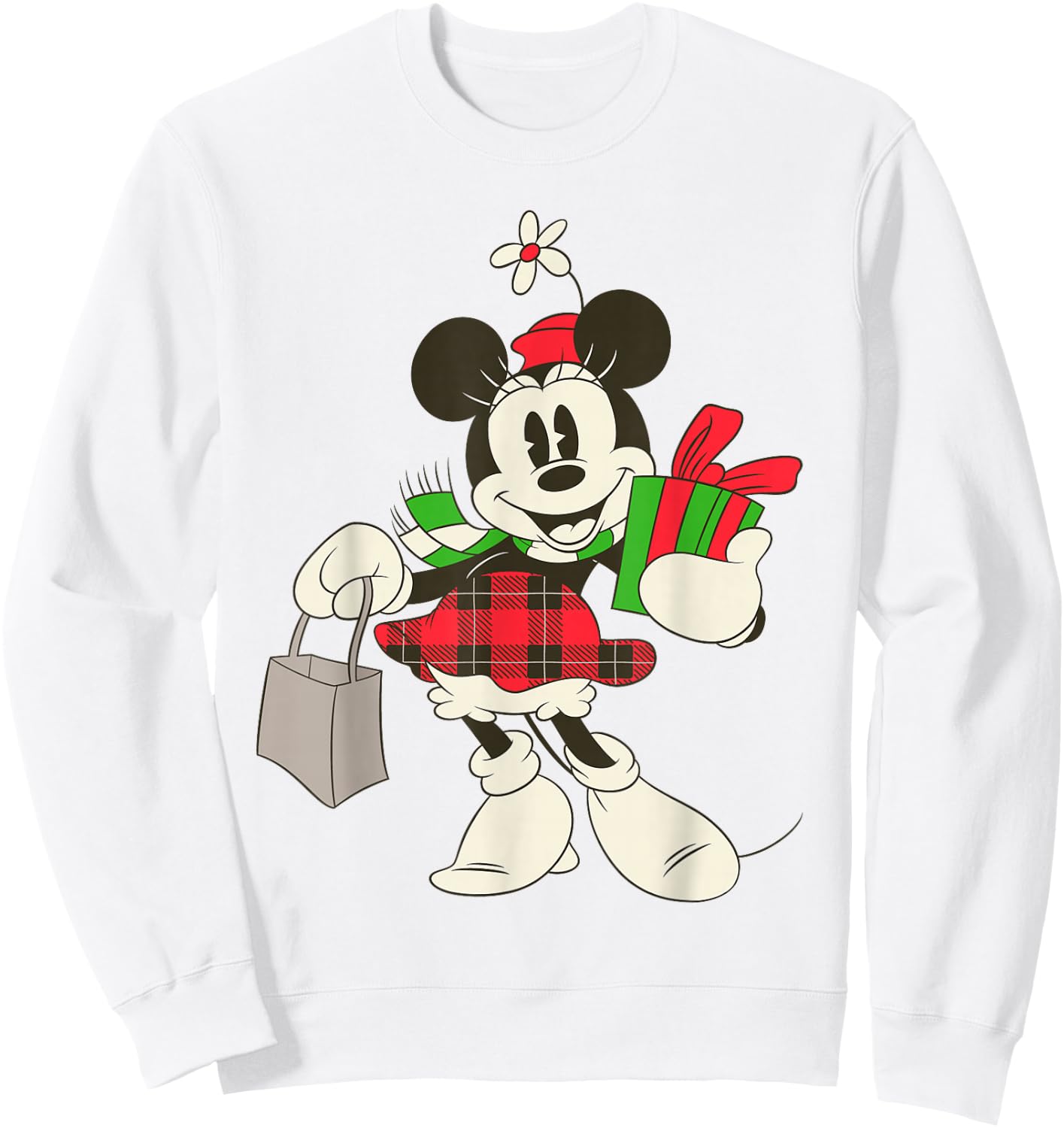 Disney Vintage Minnie Mouse Retro Holiday Short Sleeve Sweatshirt - Sweatshirt | White