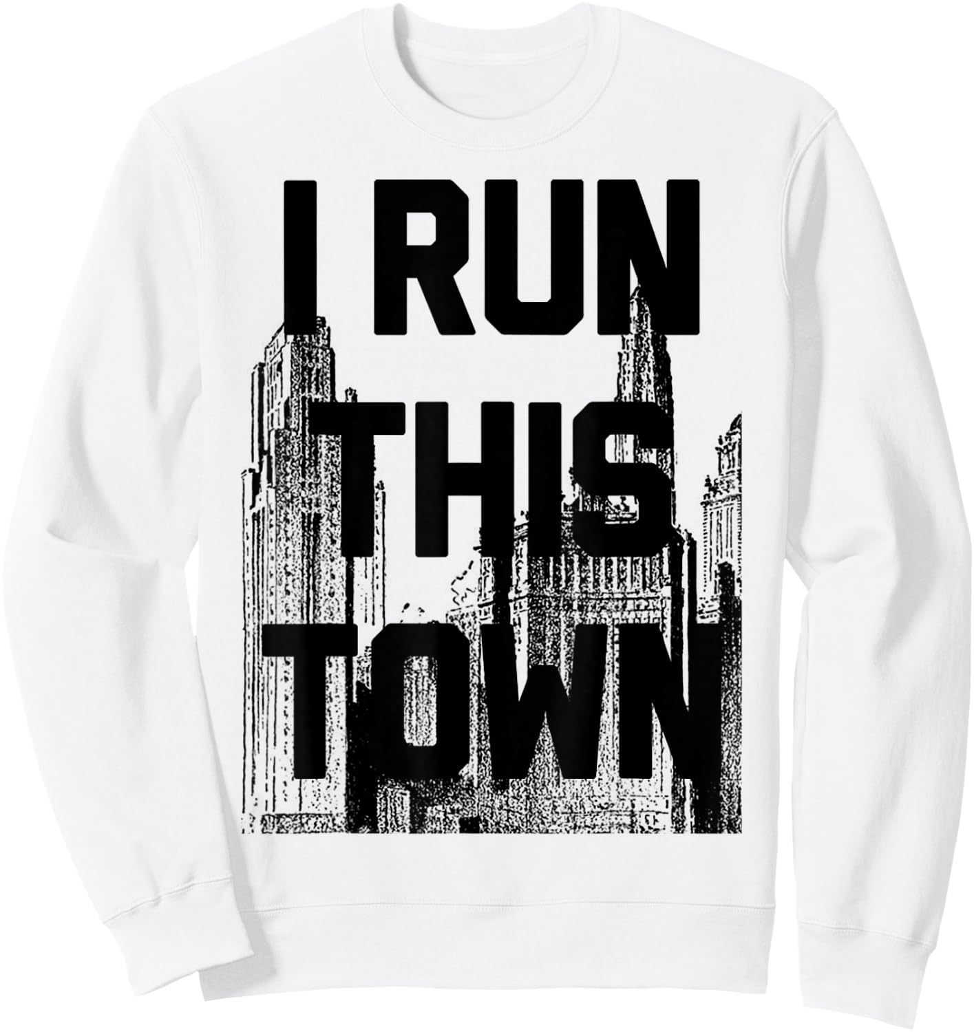 I Run This Town Athletic Running Sweatshirt - Sweatshirt | White