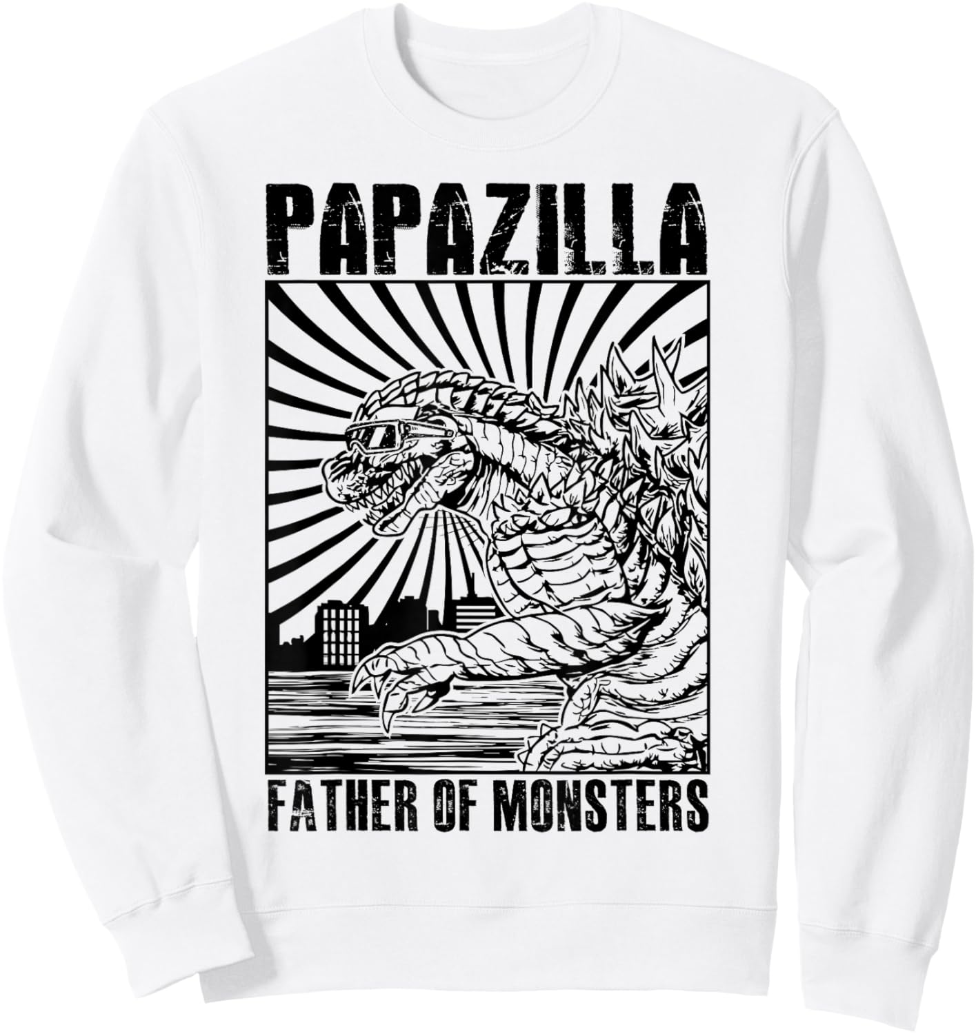Vintage Papazilla Father Of The Monsters Dad Fathers Day Sweatshirt - Sweatshirt | White