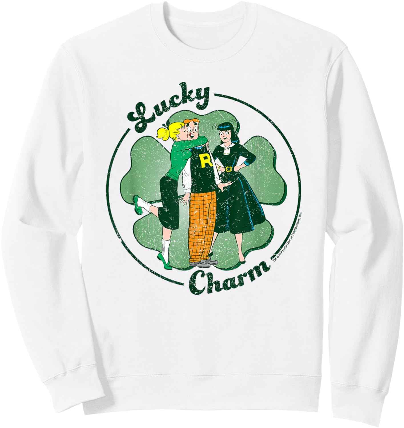 Archie Comics St. Patrick's Day Lucky Charm Distressed Sweatshirt - Sweatshirt | White