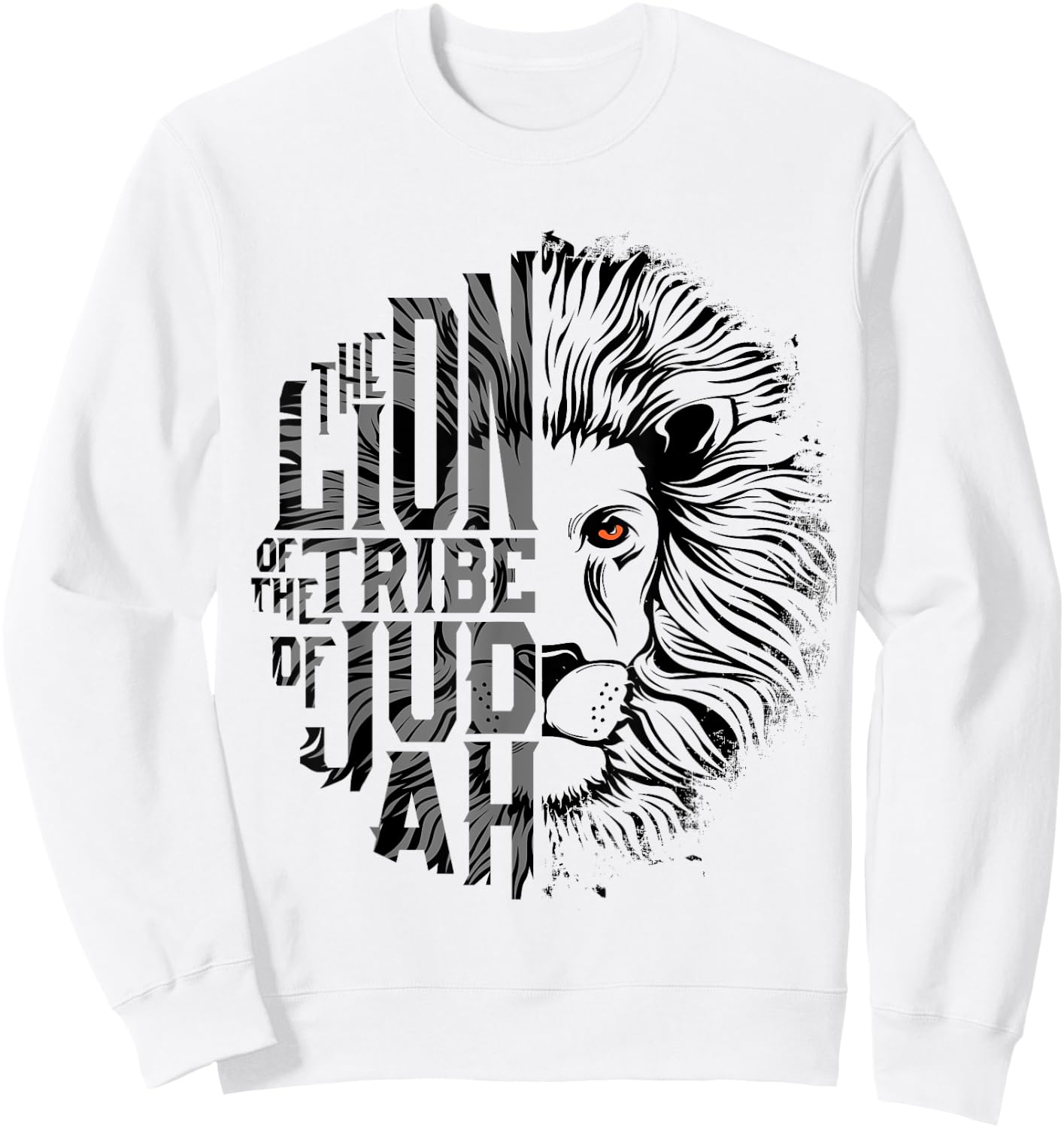 Lion of Tribe of Judah Religious Graphic Christian Worship Sweatshirt - Sweatshirt | White