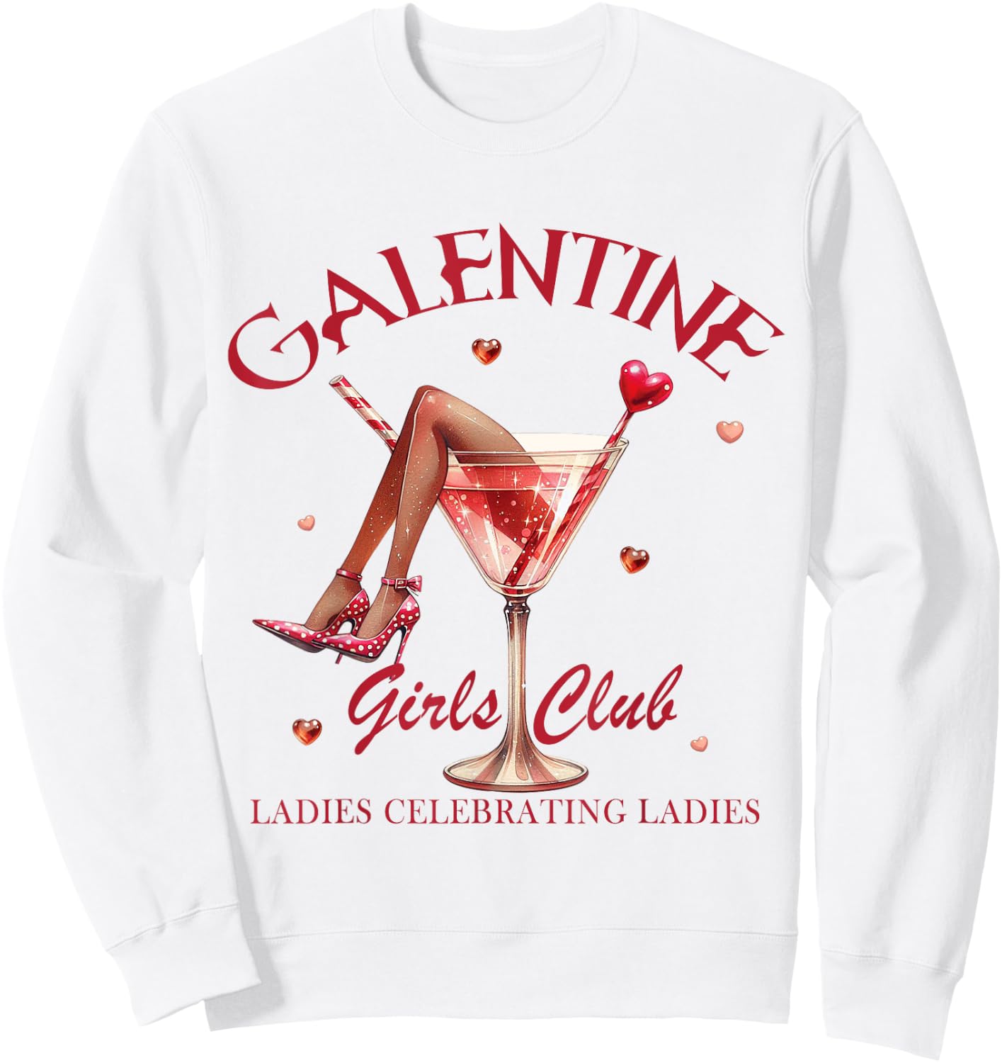 Galentine Girls Club Valentines Day Ladies Celebrating Sweatshirt - Sweatshirt | White