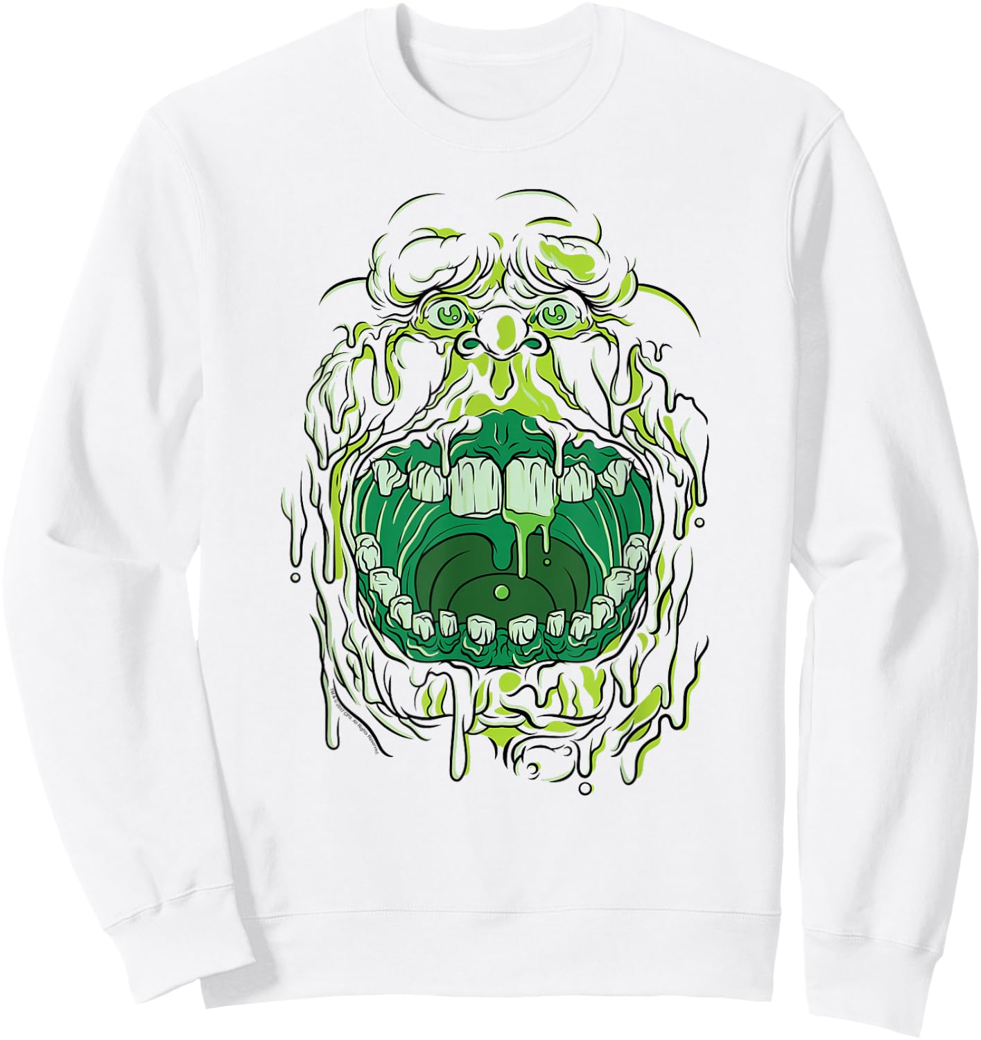 Ghostbusters Slimer Face Retro Movie Sweatshirt - Sweatshirt | White