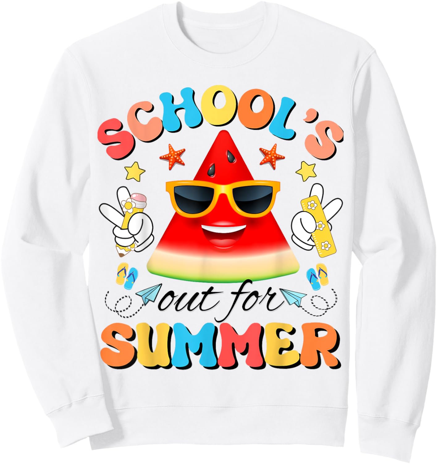 School's Out For Summer Last Day Of School Watermelon Kids Sweatshirt - Sweatshirt | White