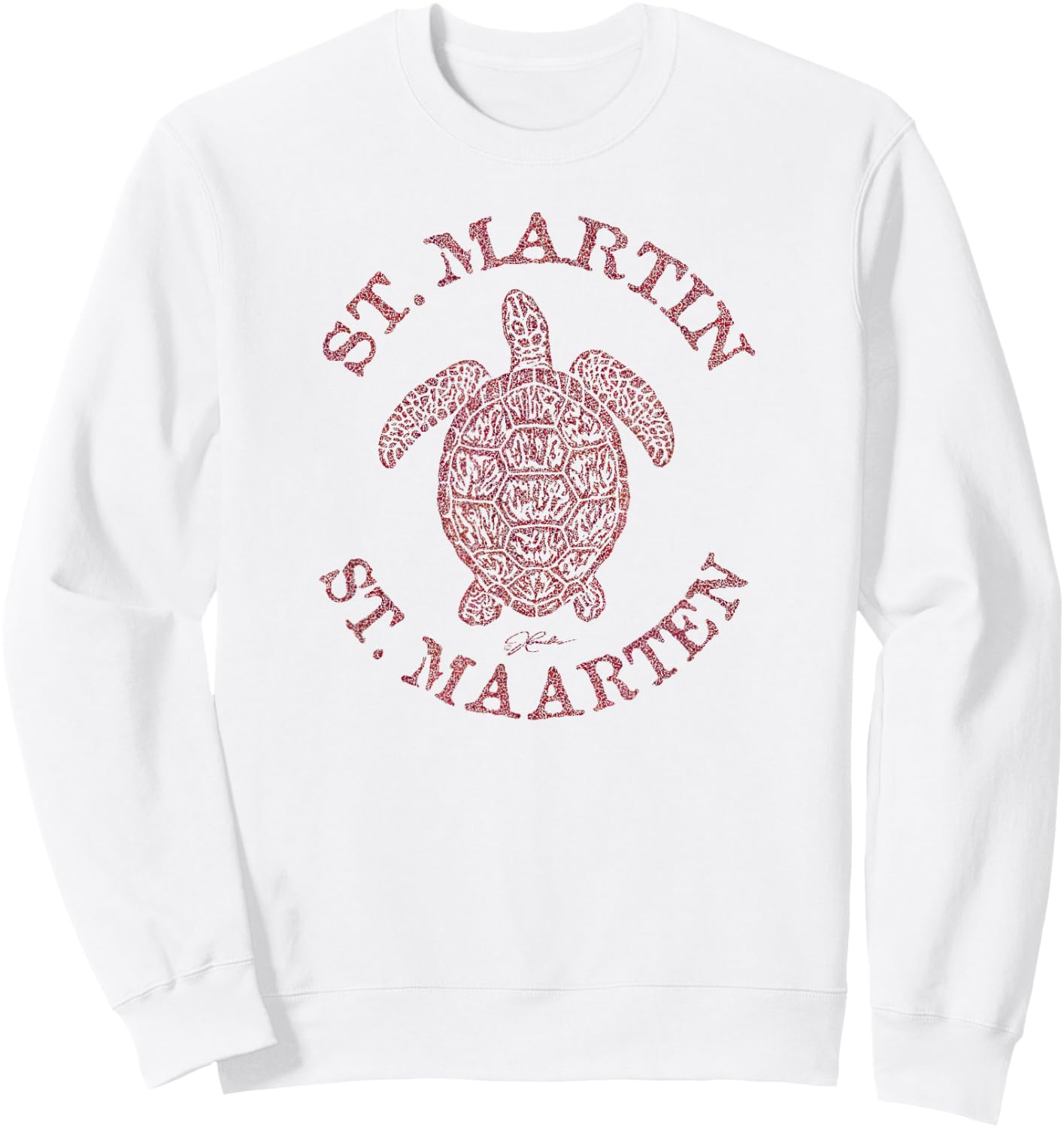 JCombs: St. Martin/St. Maarten Sea Turtle (Distressed) Sweatshirt - Sweatshirt | White