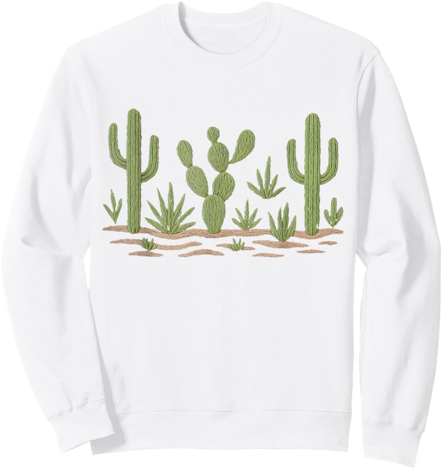 Vintage Desert Cactus Landscape Southwest Rustic Art Sweatshirt - Sweatshirt | White