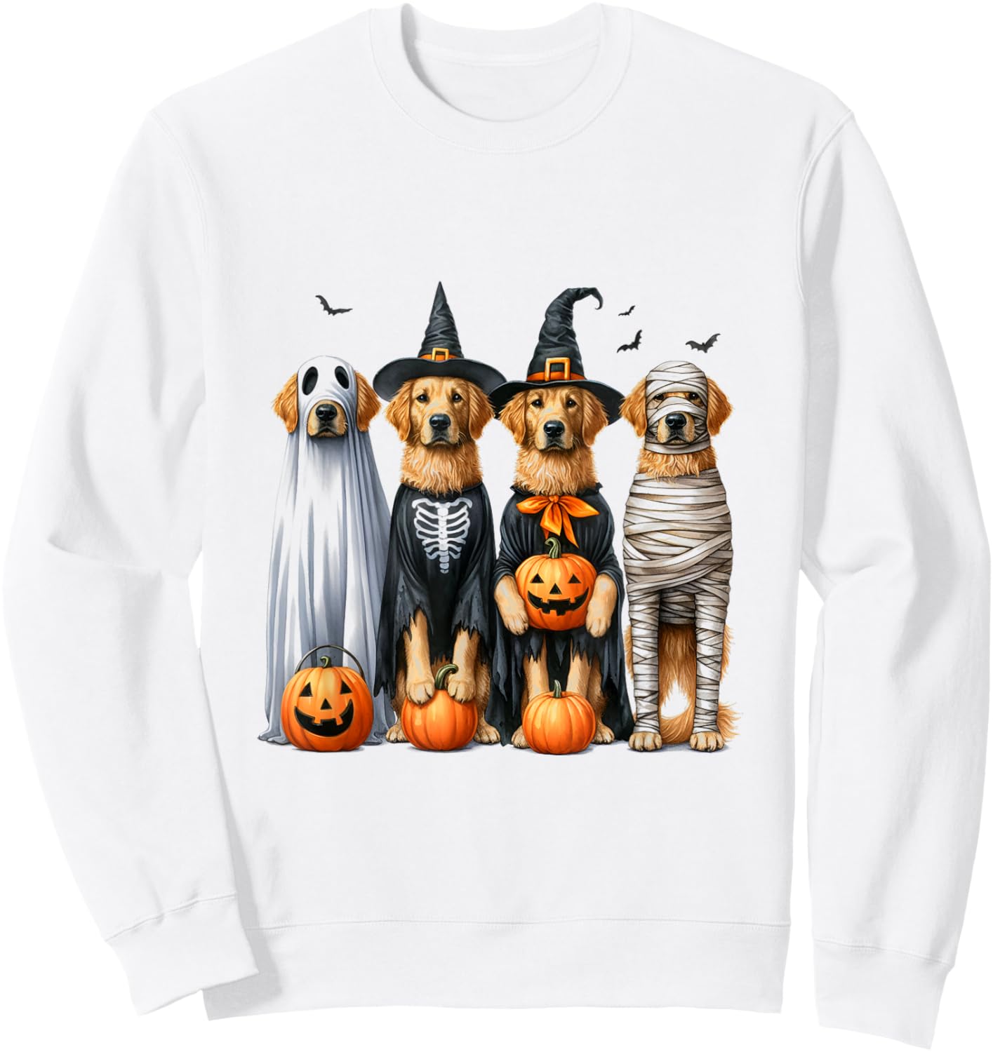 Golden Retriever Ghost Dog Halloween Sweatshirt - Sweatshirt | White