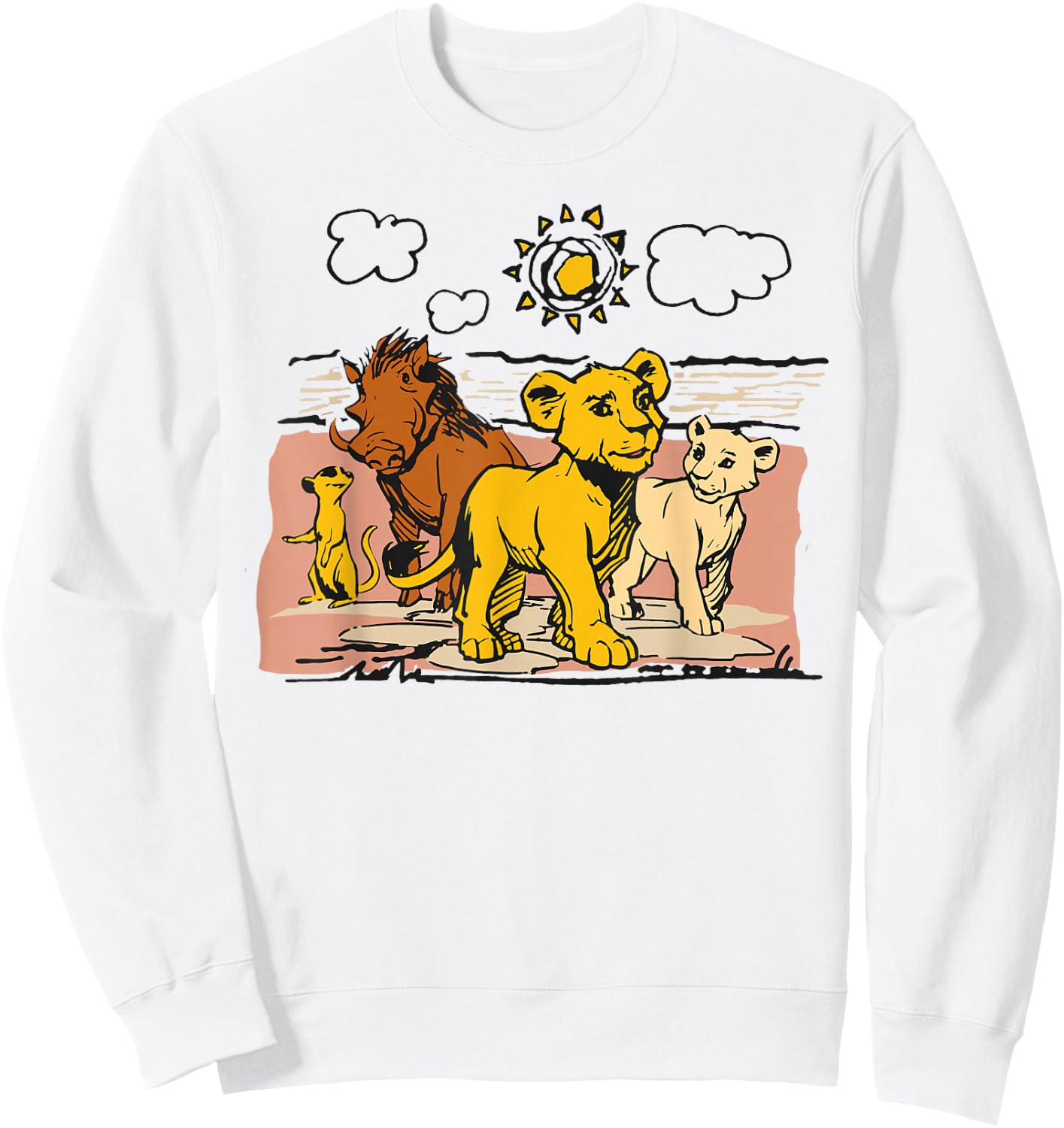 Disney The Lion King Live Action Sketched Group Portrait Sweatshirt - Sweatshirt | White