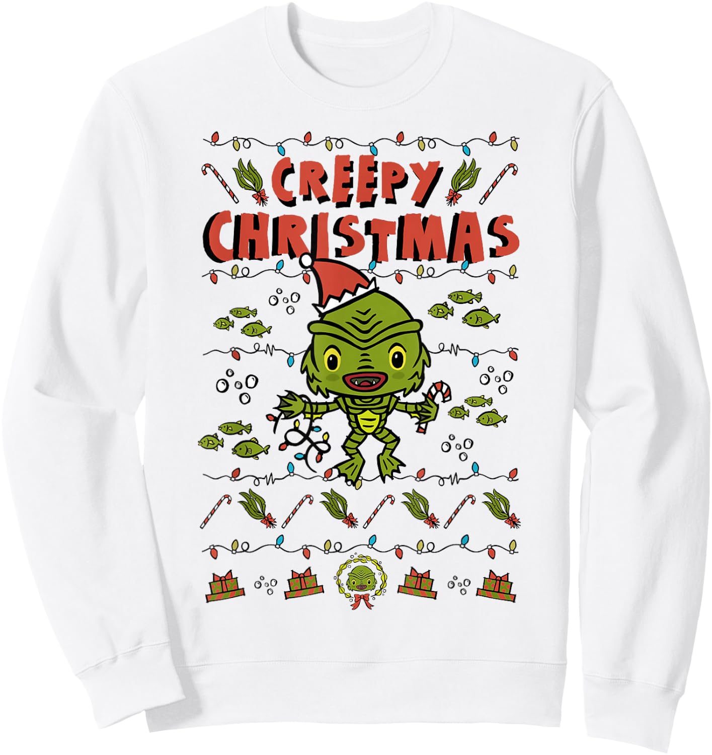 Universal Monsters Christmas Black Lagoon Creepy Christmas Sweatshirt - Sweatshirt | White