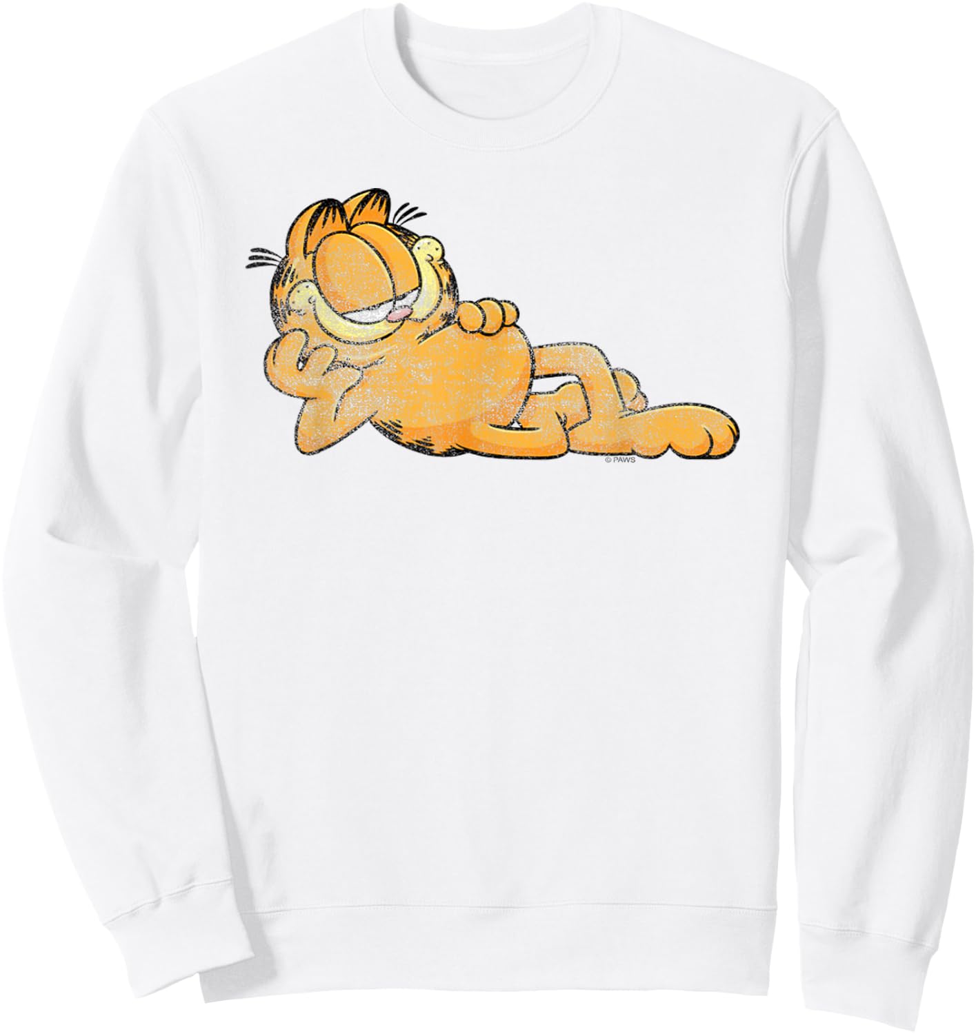 Garfield Happy Lounging Cartoon Cat Sweatshirt - Sweatshirt | White