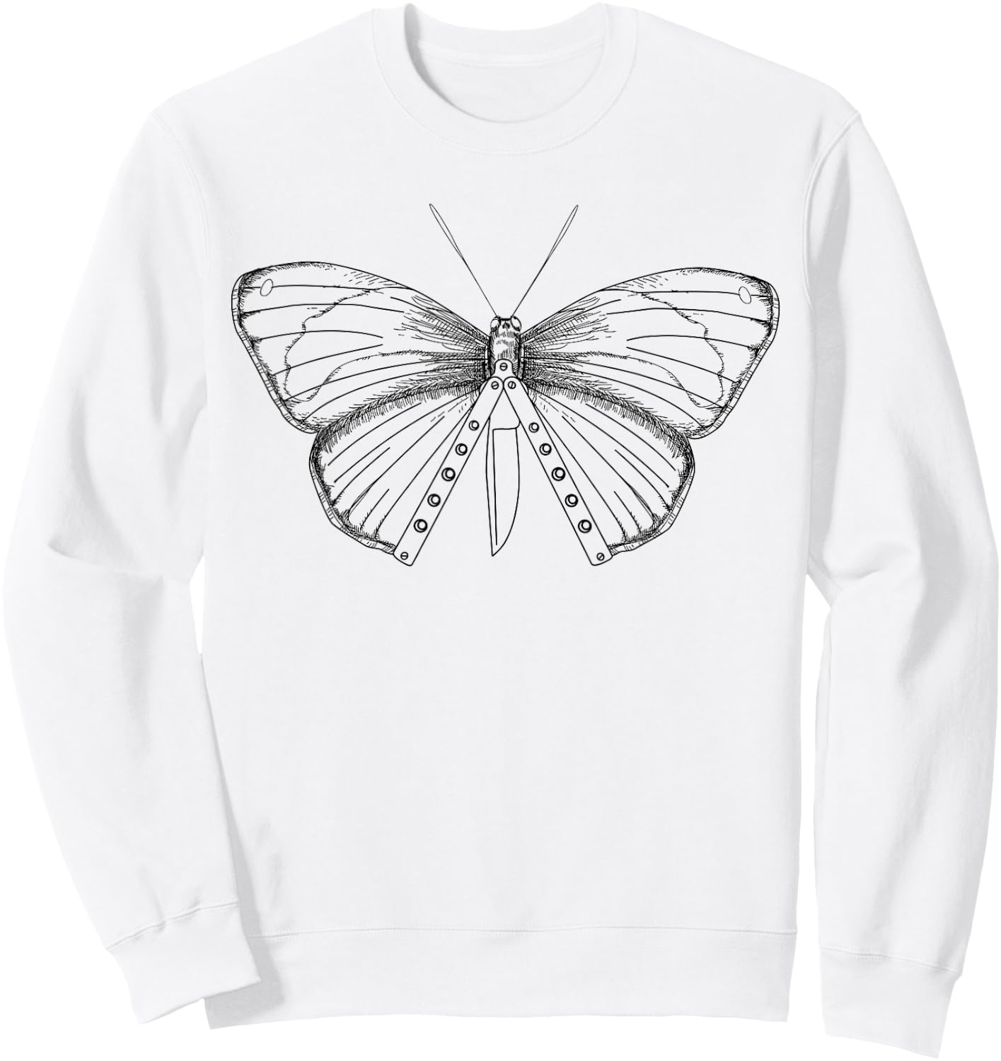 Balisong Flipping Butterfly Knife Gift - Artistic Knife Gift Sweatshirt - Sweatshirt | White