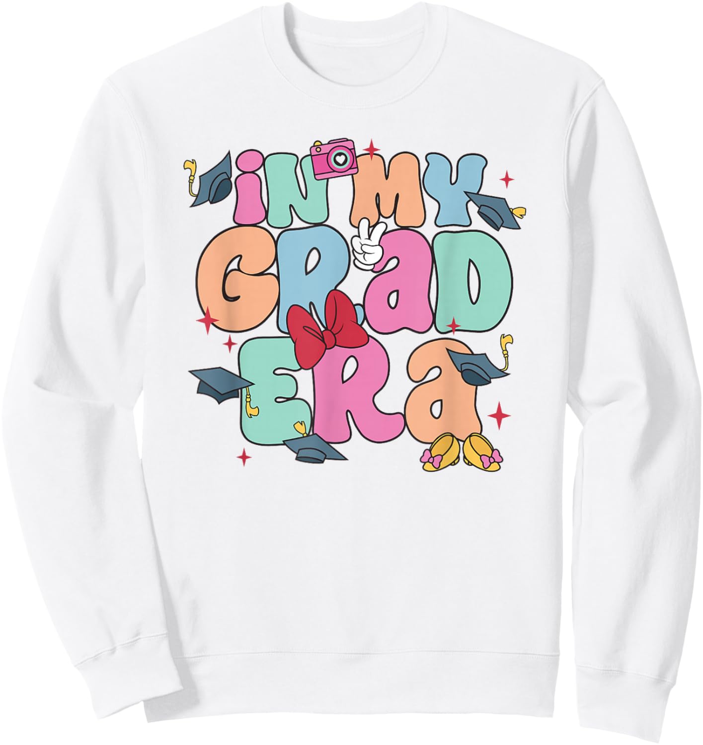 Disney Minnie Mouse in My Grad Era Cute Colorful Chest Logo Sweatshirt - Sweatshirt | White
