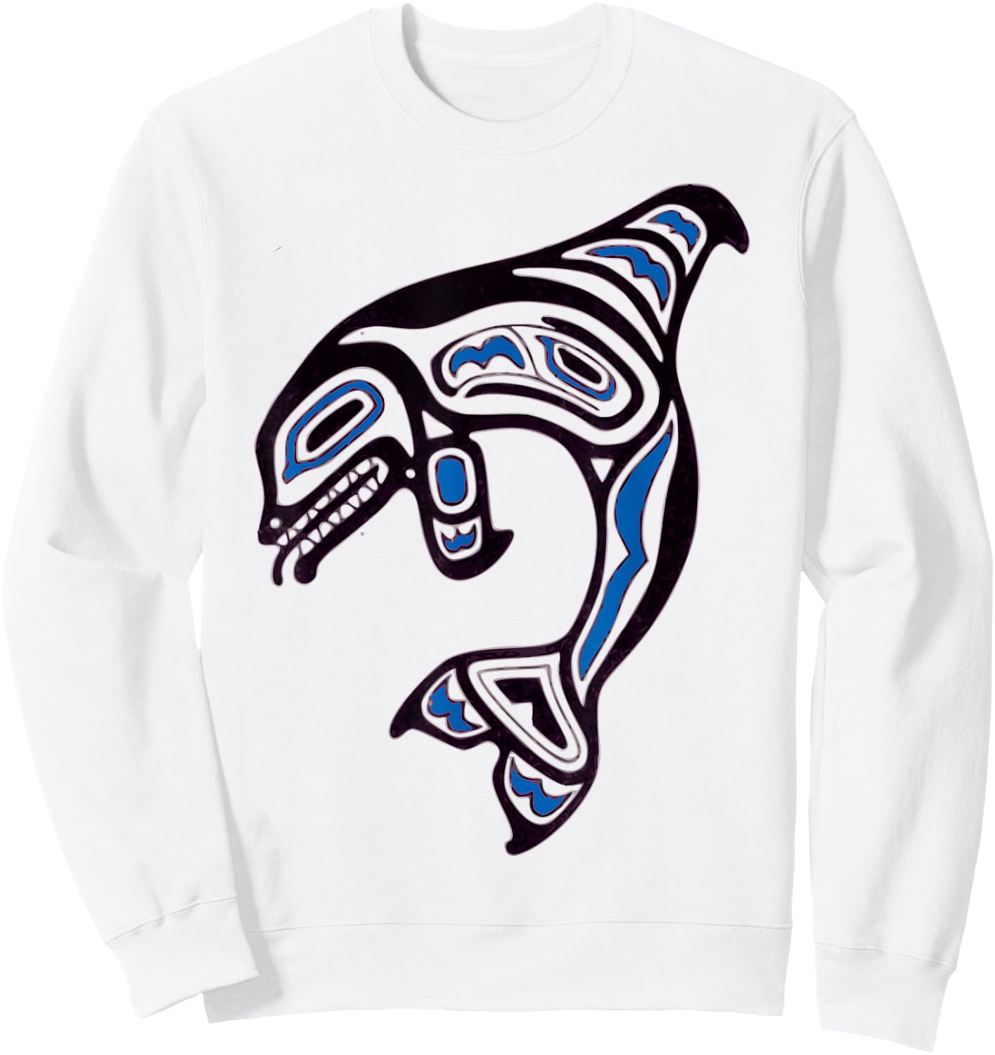 Pacific NW Orca Whale Native American Indian Art Sweatshirt - Sweatshirt | White