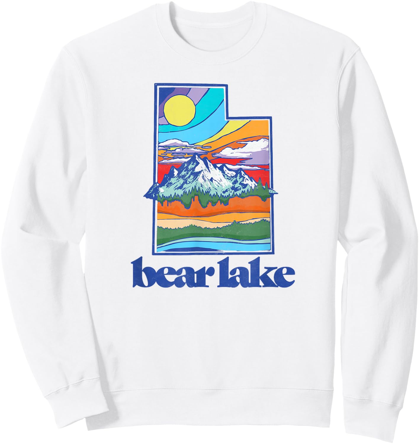 Bear Lake Utah Vintage Nature Outdoor Graphic Sweatshirt - Sweatshirt | White