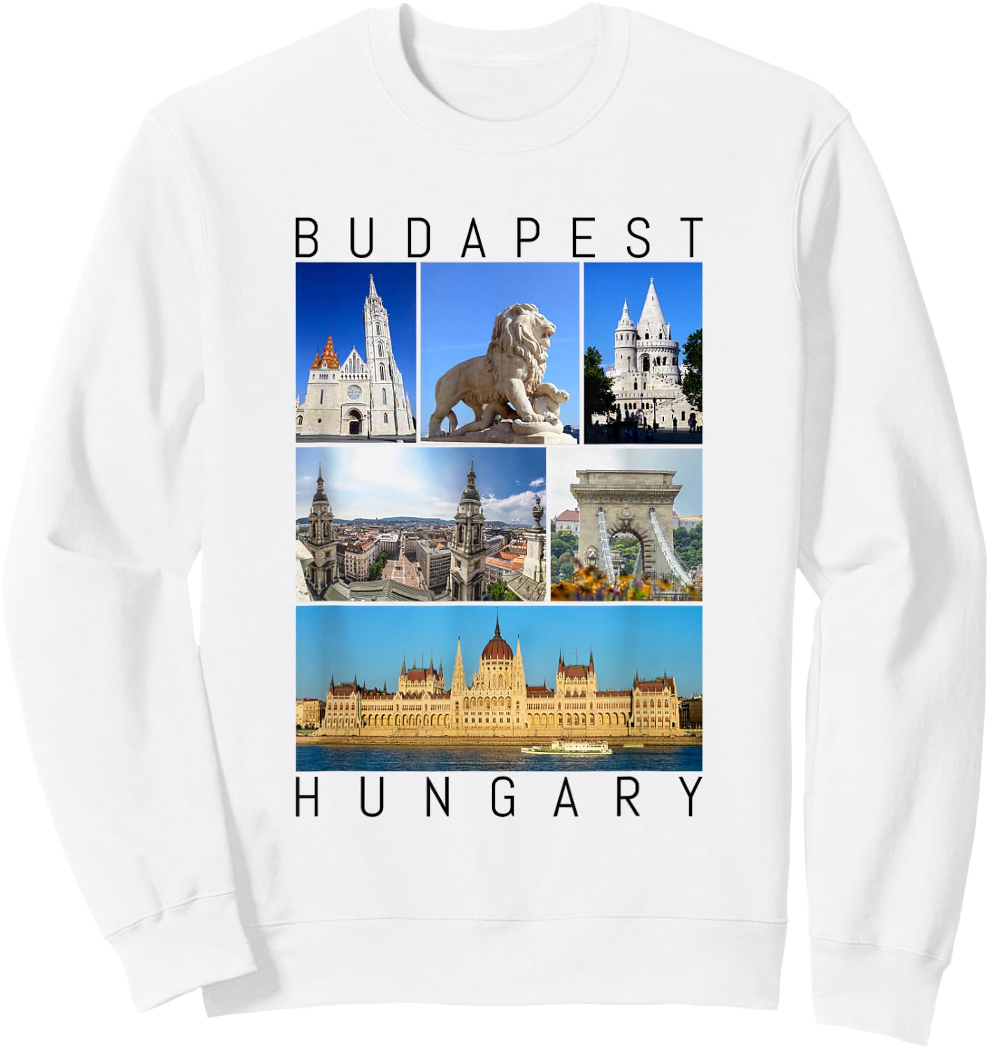Budapest Hungary famous sights gallery Souvenir Sweatshirt - Sweatshirt | White